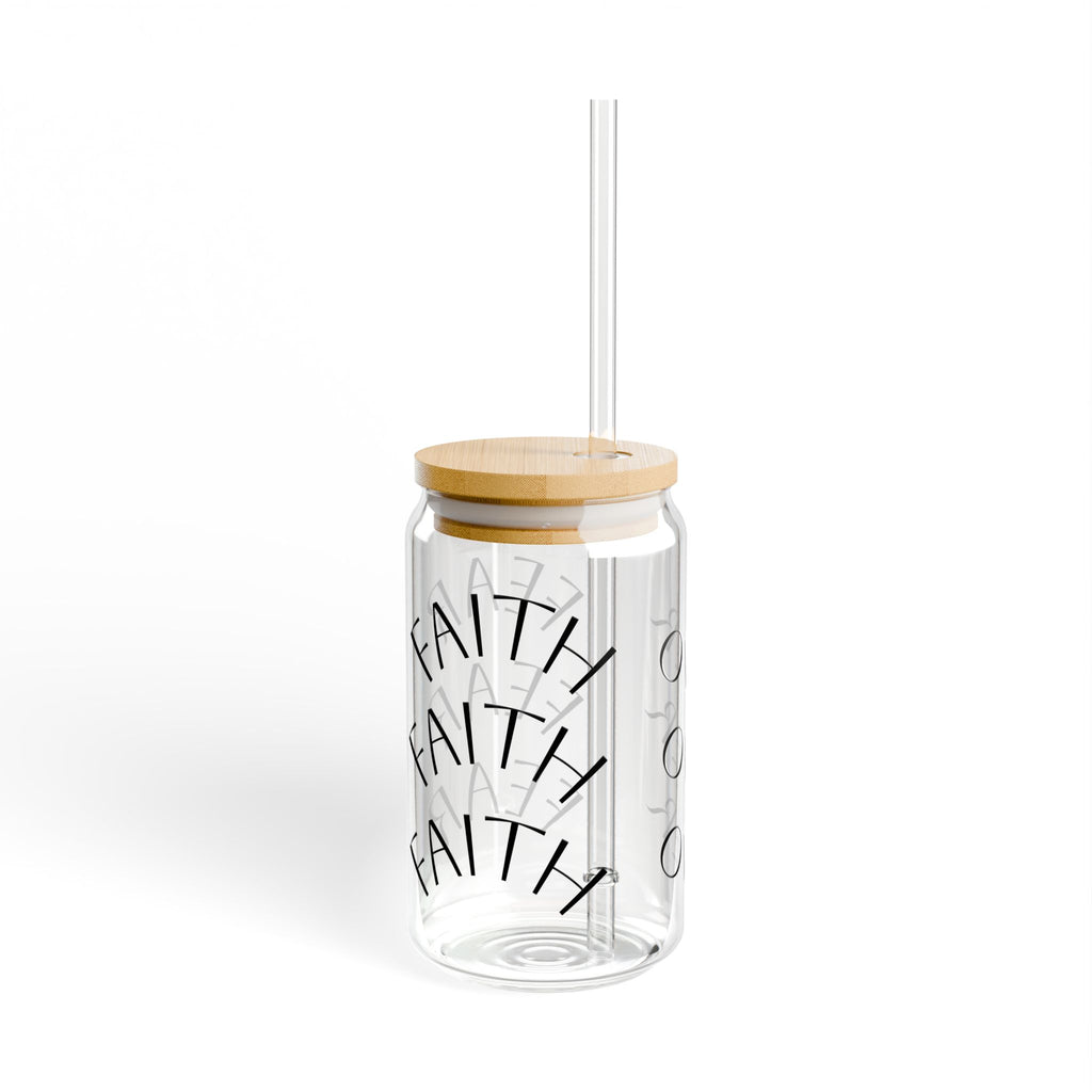 Faith Over Fear 16oz Glass Sipper with Bamboo Lid