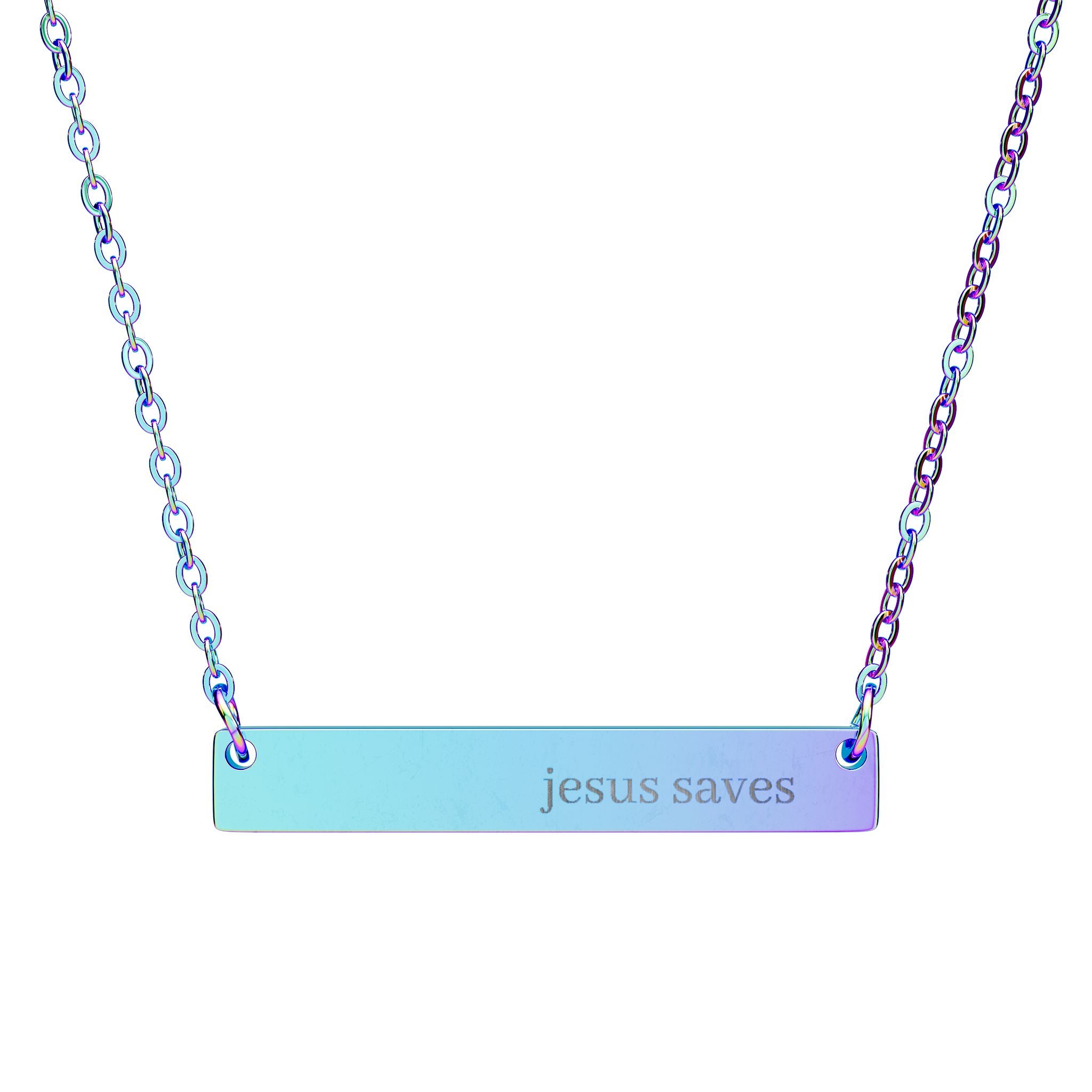Engraved Horizontal Bar Necklace — Personalized Nameplate Pendant