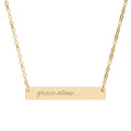 Engraved Horizontal Bar Necklace — "grace alone..." Personalized Minimalist Pendant