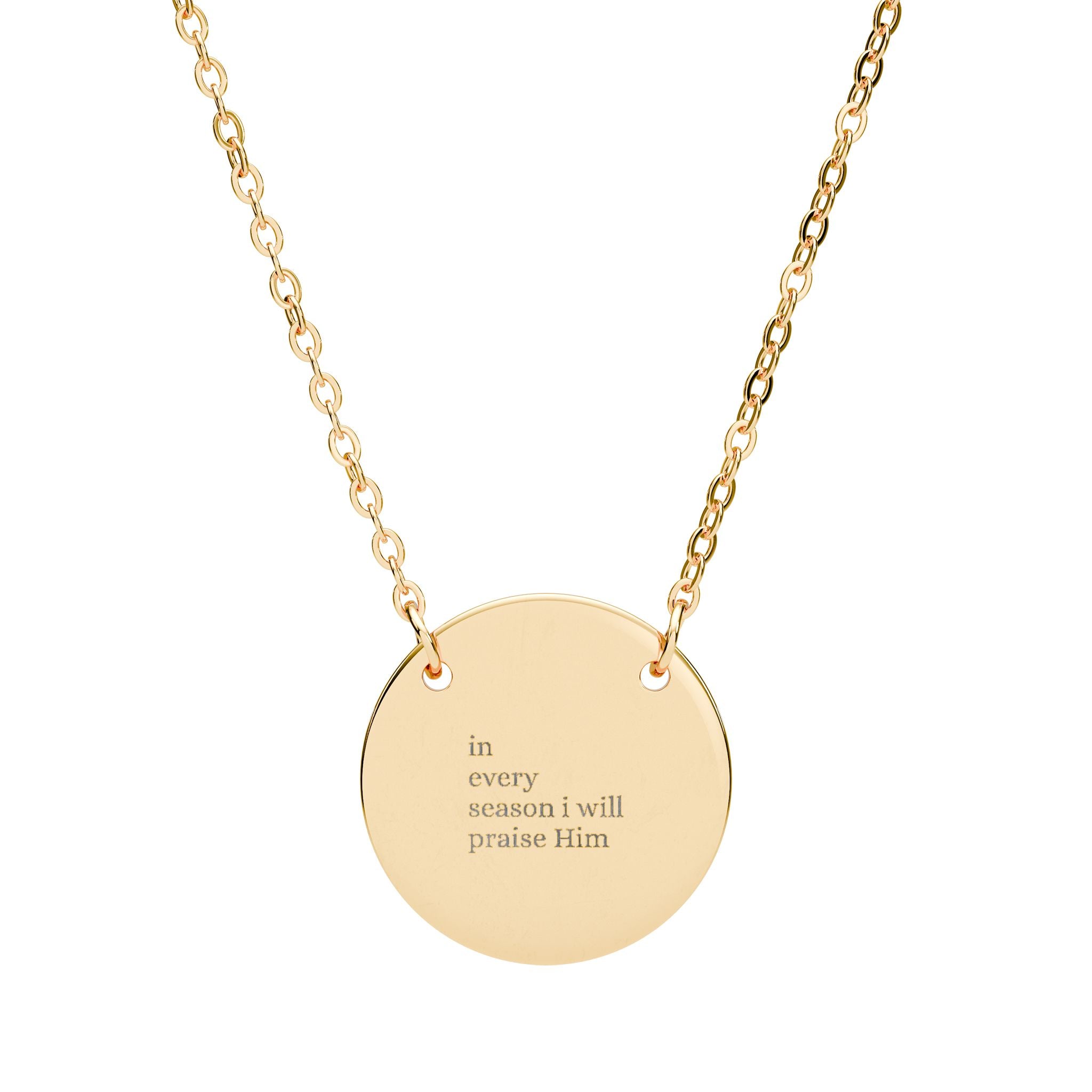 Engraved Circle Necklace — Personalized Round Pendant (Custom Text)