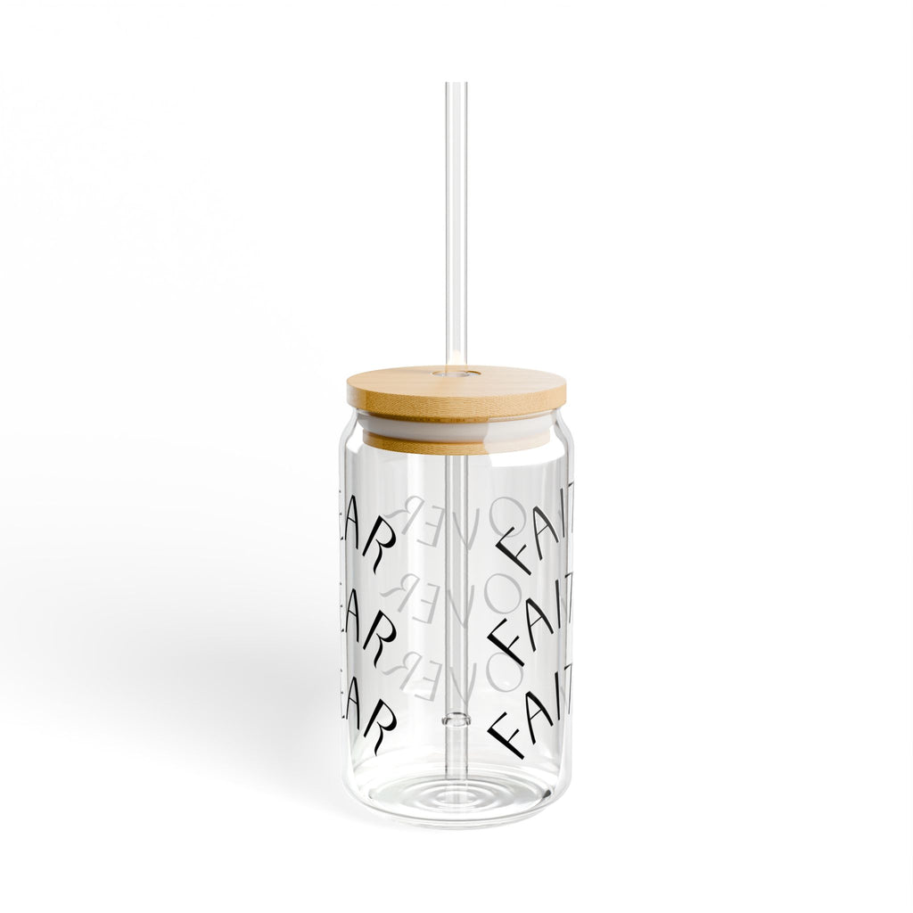Faith Over Fear 16oz Glass Sipper with Bamboo Lid