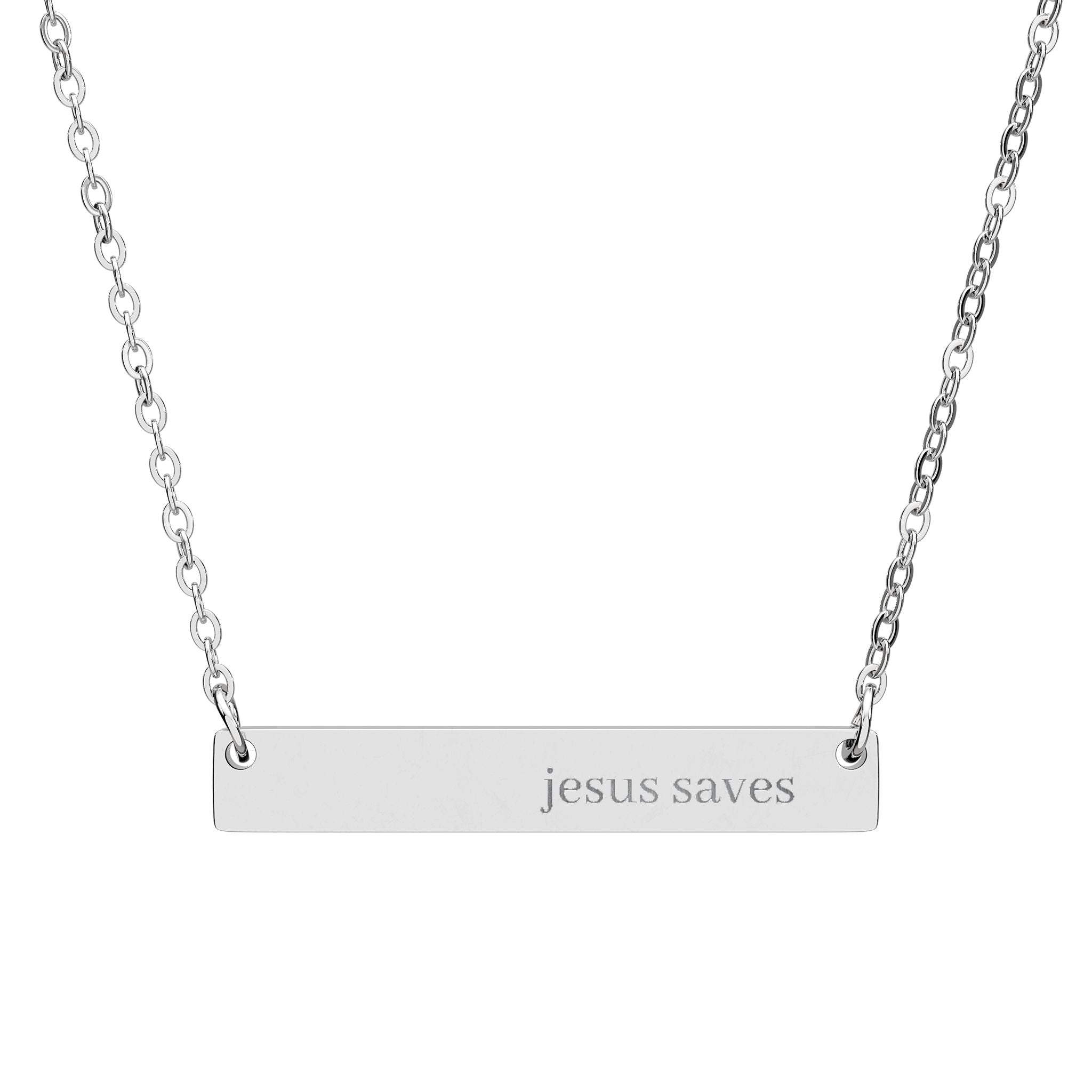 Engraved Horizontal Bar Necklace — Personalized Nameplate Pendant