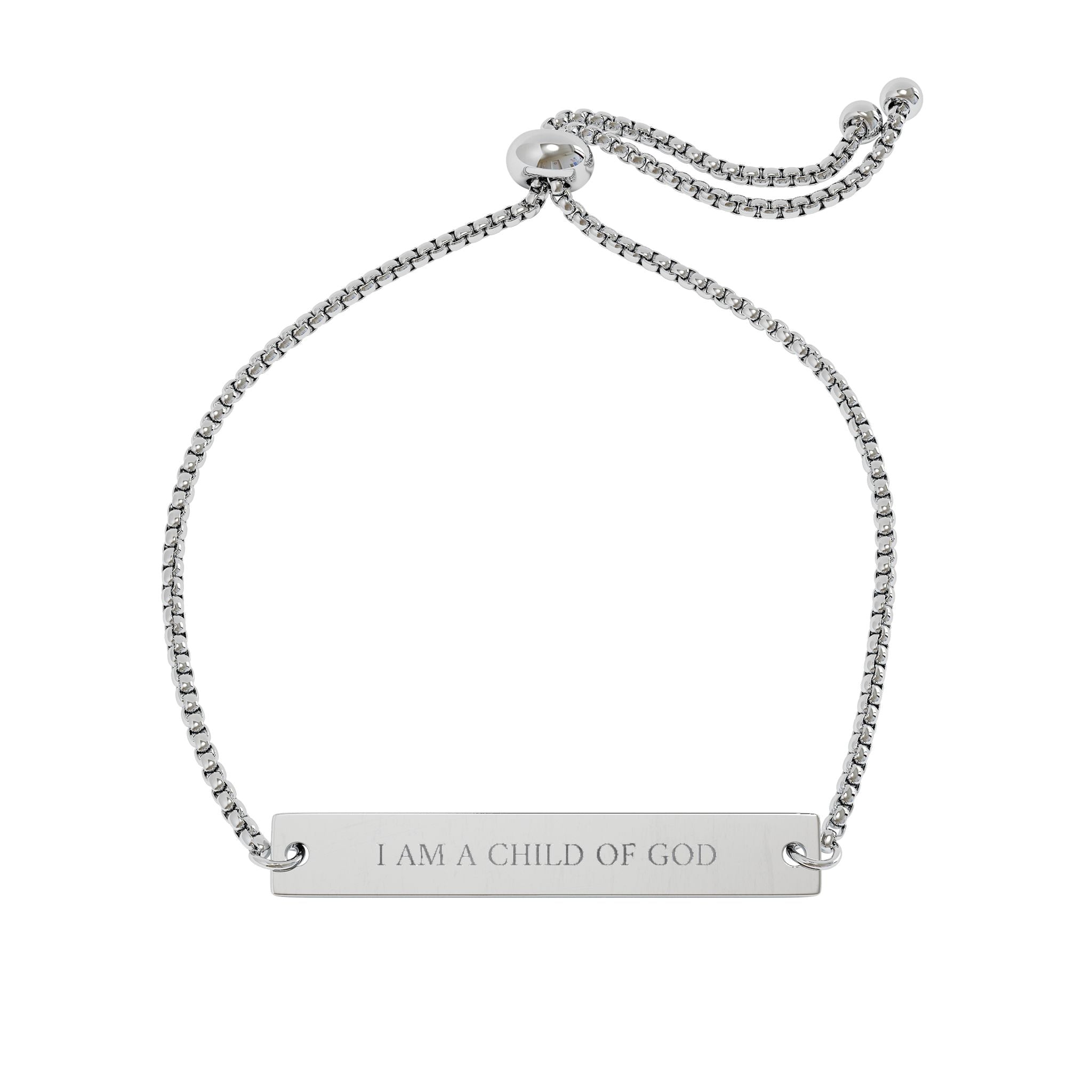 Engravable Adjustable Flat Bar Bracelet — Personalized Name & Message Plate