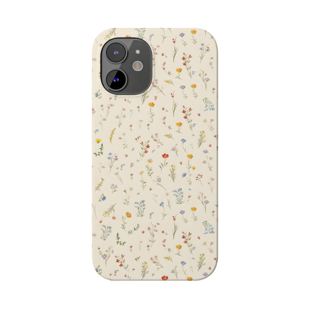 Slim Phone Case — Delicate Wildflower Pattern on Cream