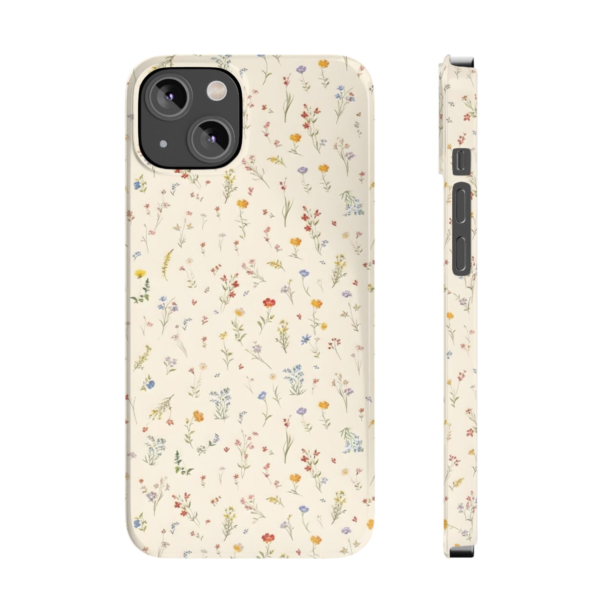 Slim Phone Case — Delicate Wildflower Pattern on Cream