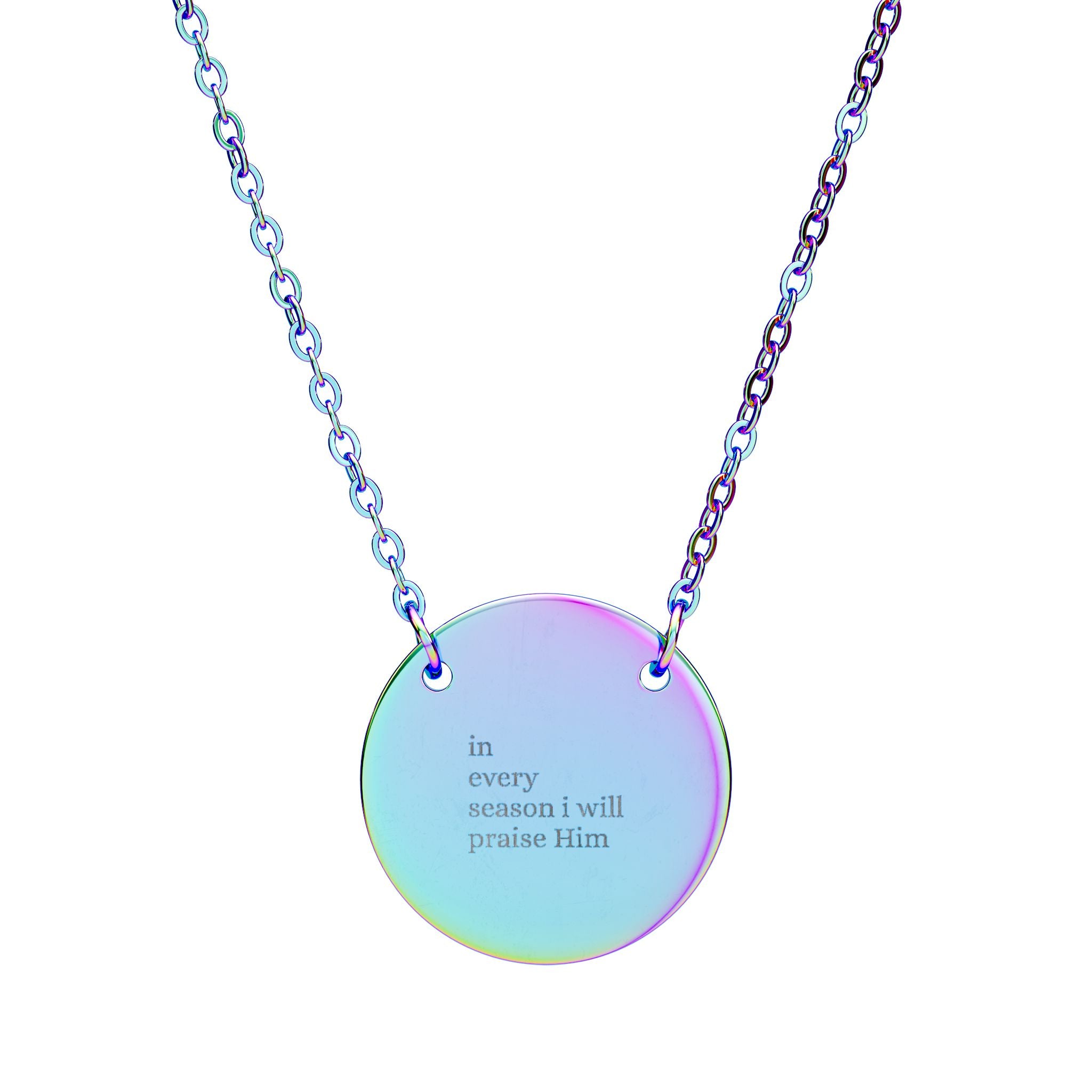 Engraved Circle Necklace — Personalized Round Pendant (Custom Text)