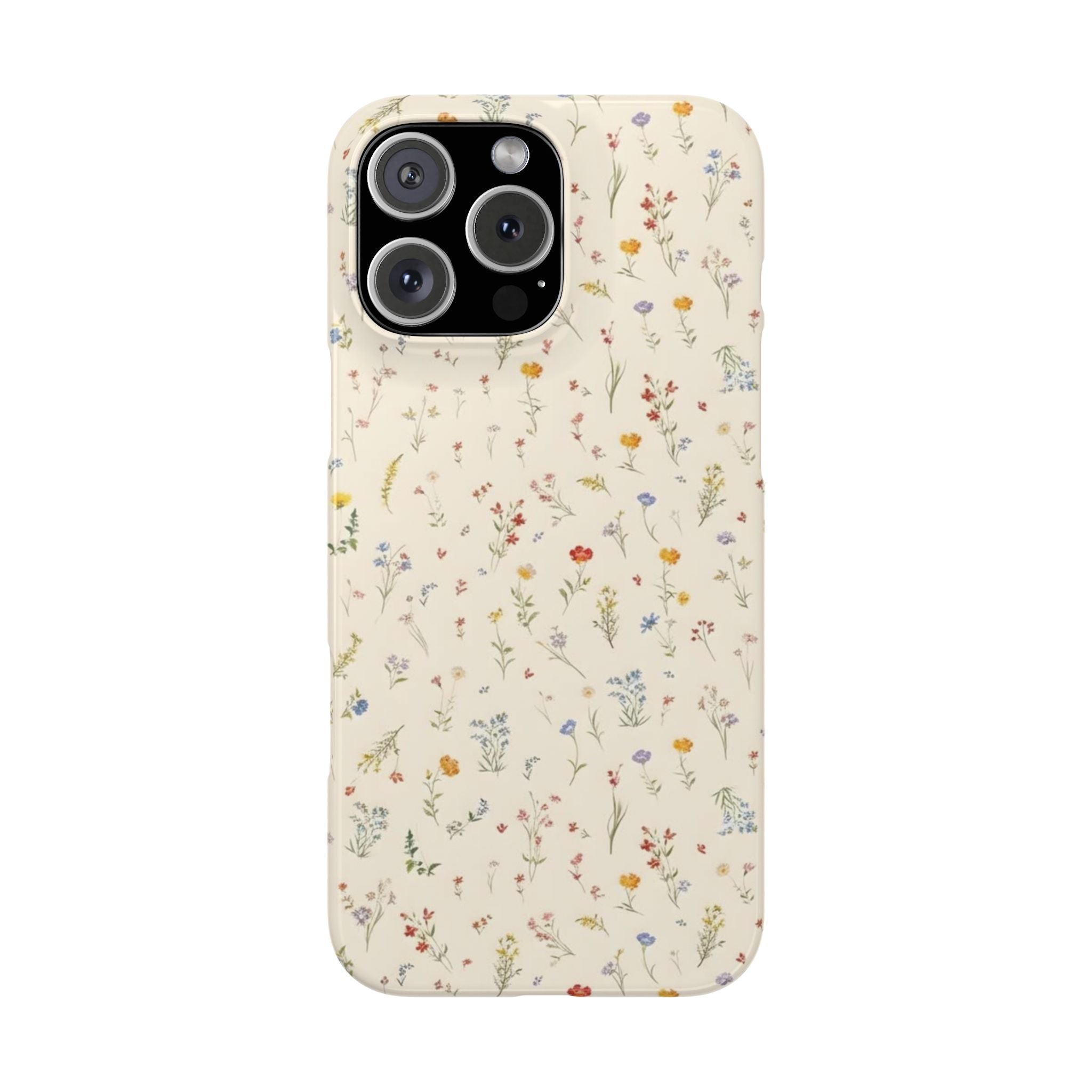 Slim Phone Case — Delicate Wildflower Pattern on Cream