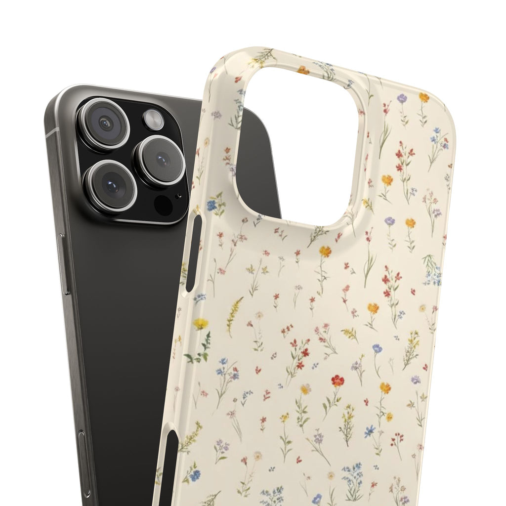 Slim Phone Case — Delicate Wildflower Pattern on Cream