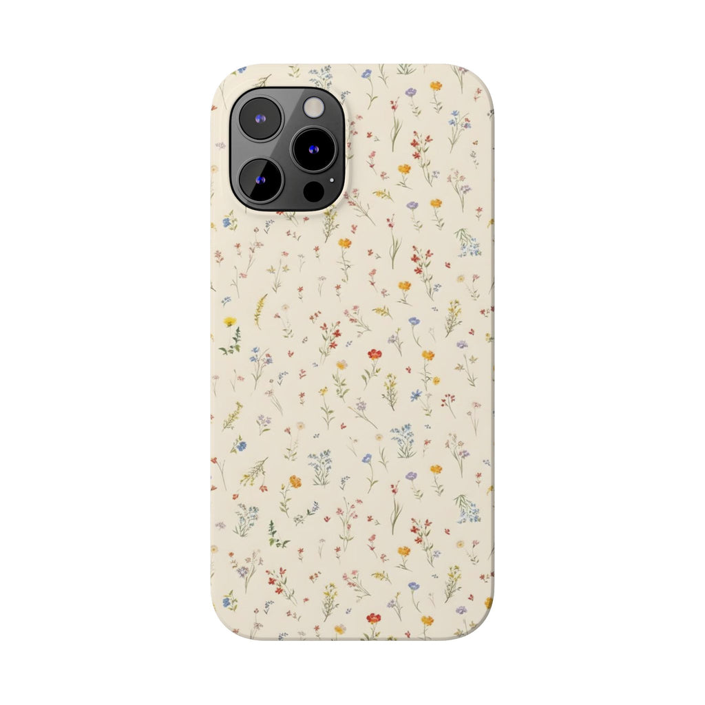 Slim Phone Case — Delicate Wildflower Pattern on Cream