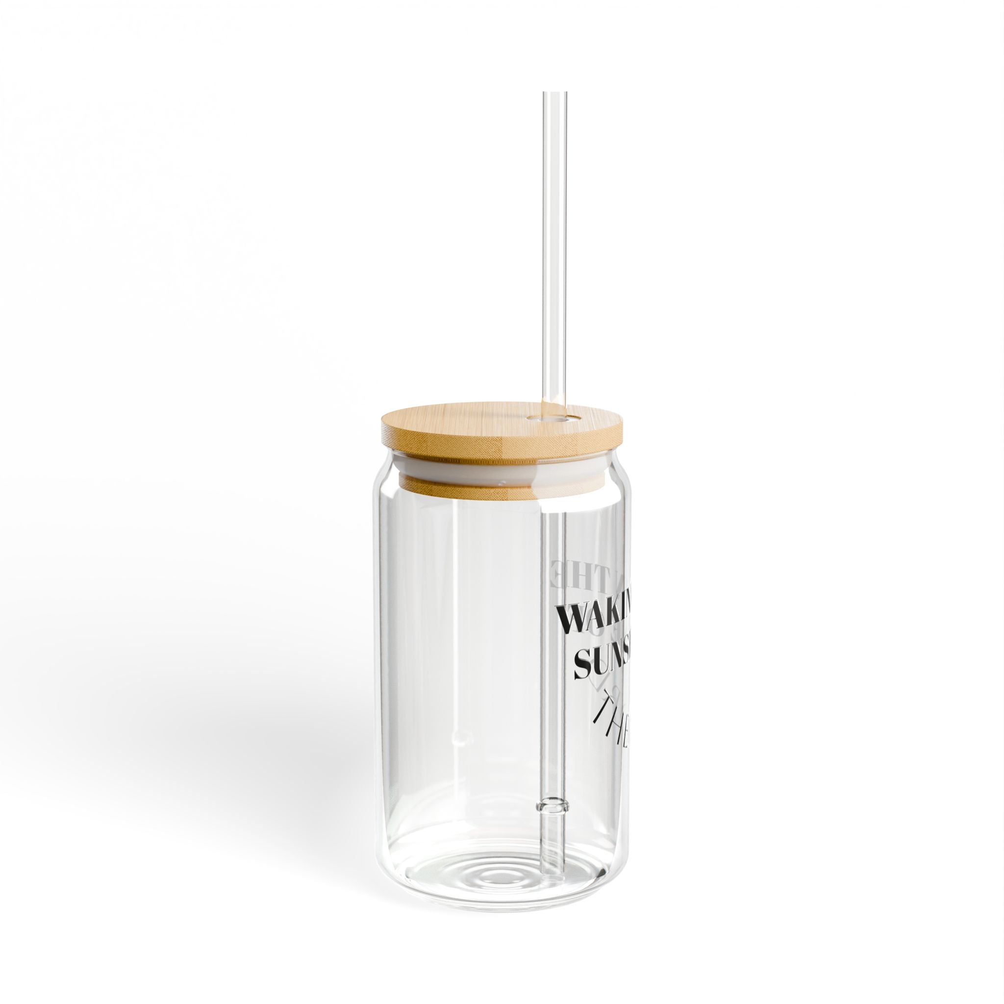 Waking in the Sunshine of the Lord 16oz Glass Sipper with Bamboo Lid