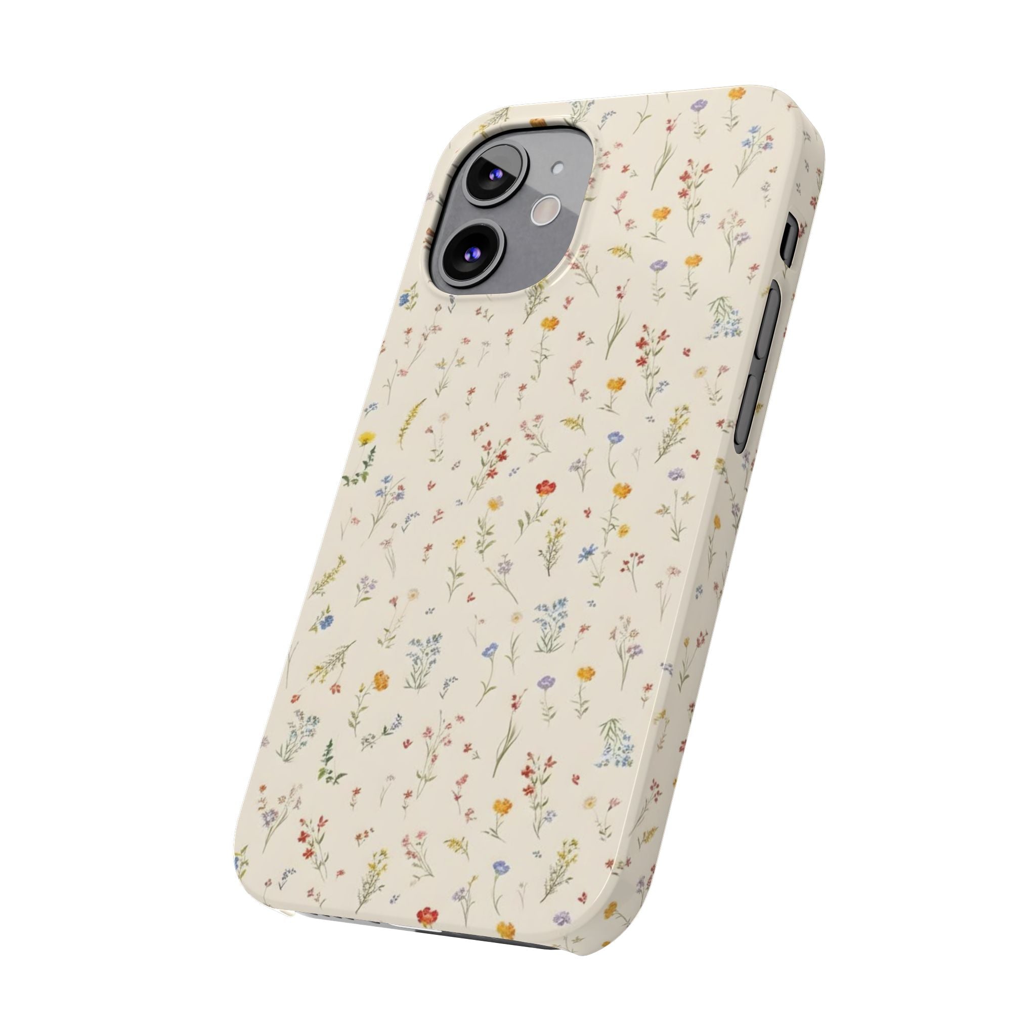 Slim Phone Case — Delicate Wildflower Pattern on Cream