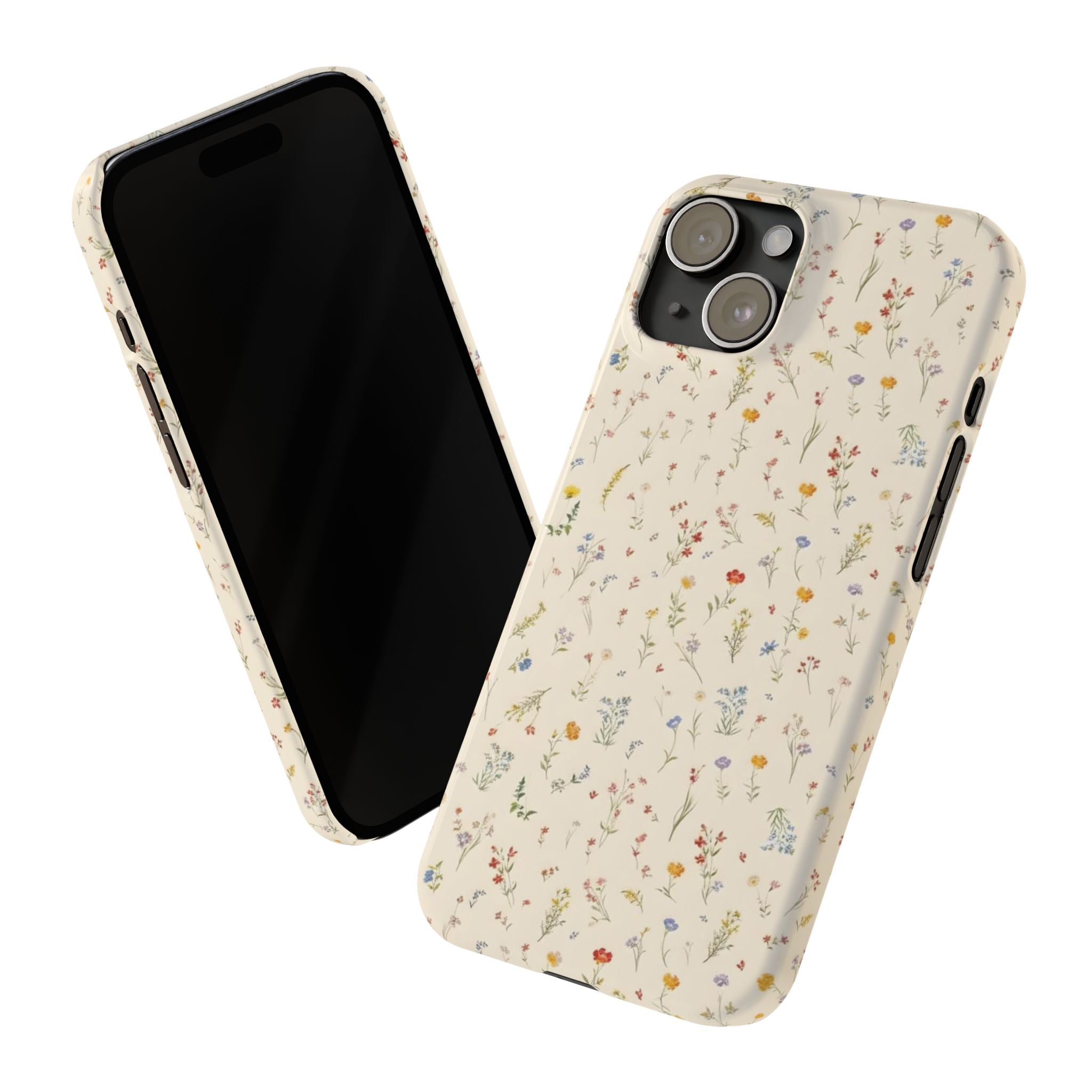 Slim Phone Case — Delicate Wildflower Pattern on Cream