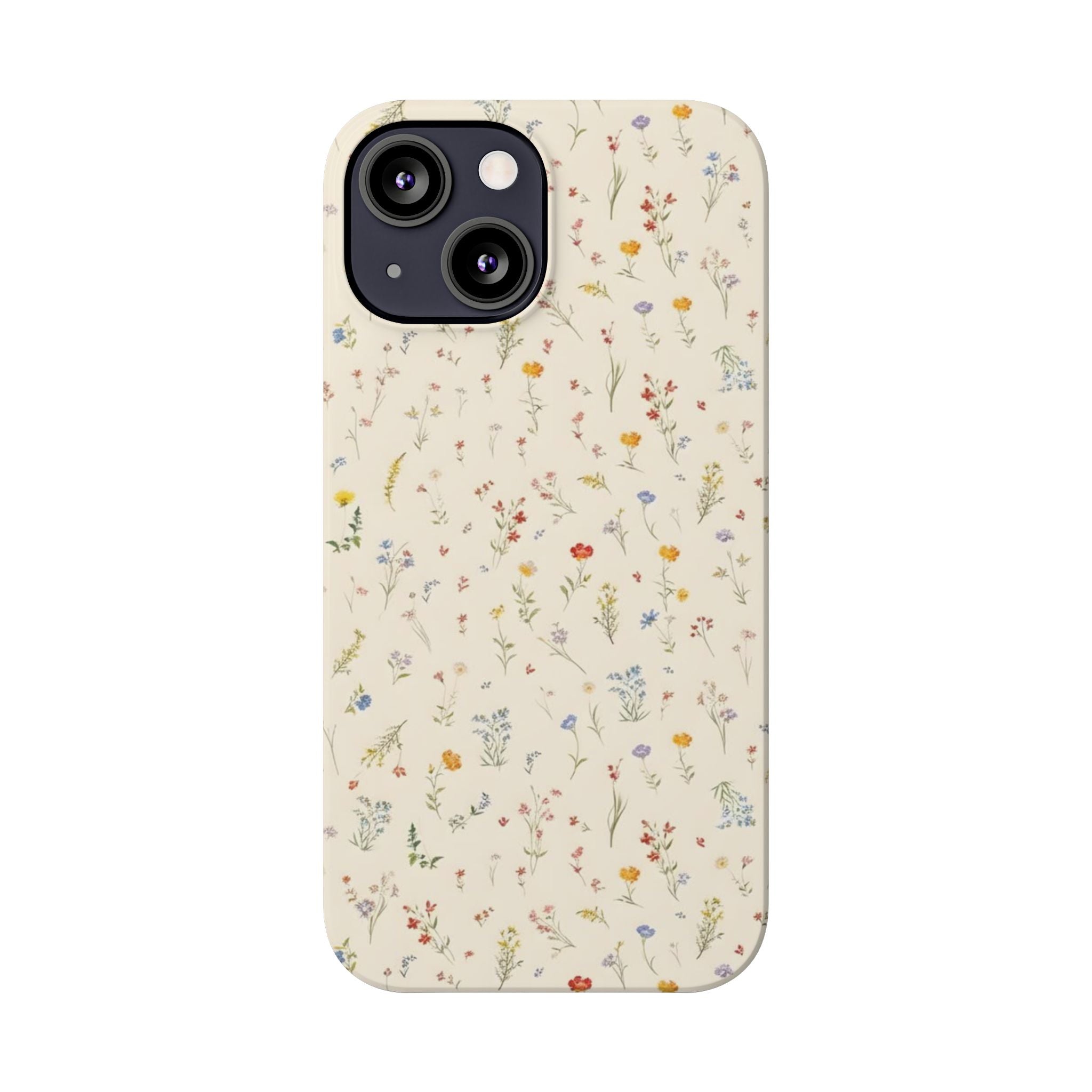 Slim Phone Case — Delicate Wildflower Pattern on Cream