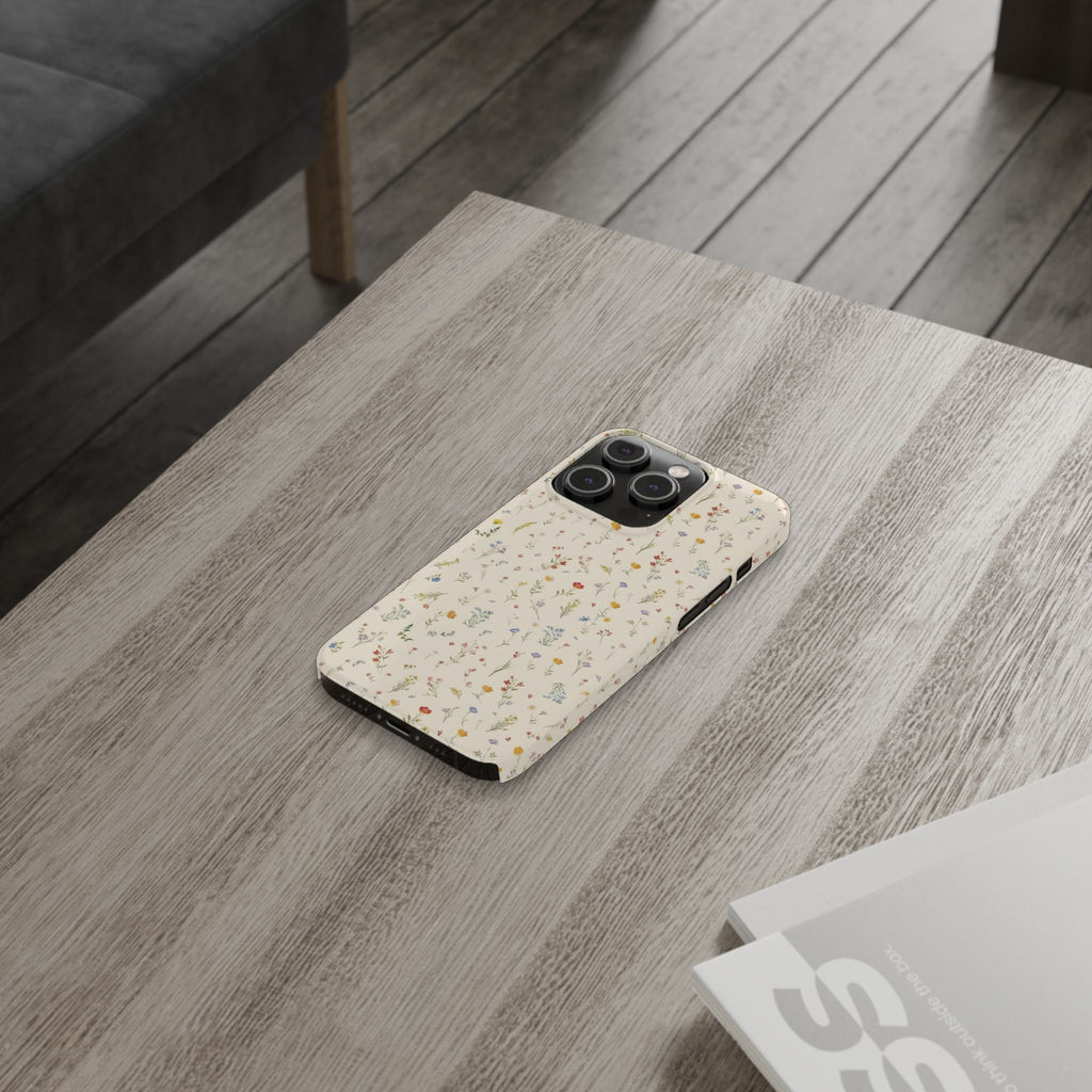 Slim Phone Case — Delicate Wildflower Pattern on Cream