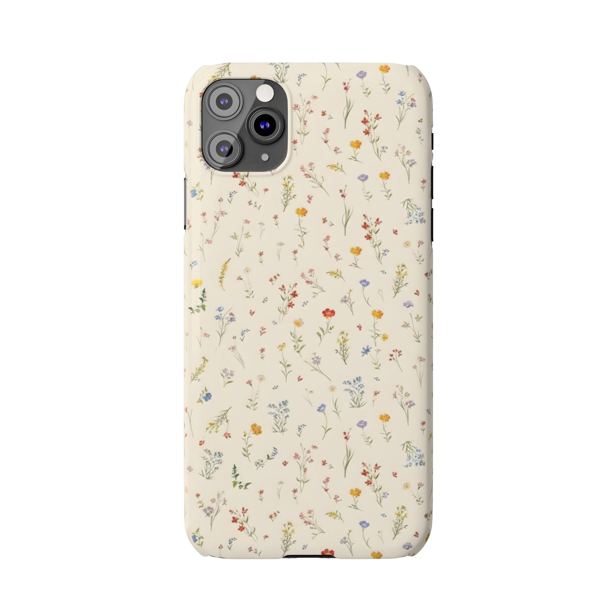 Slim Phone Case — Delicate Wildflower Pattern on Cream