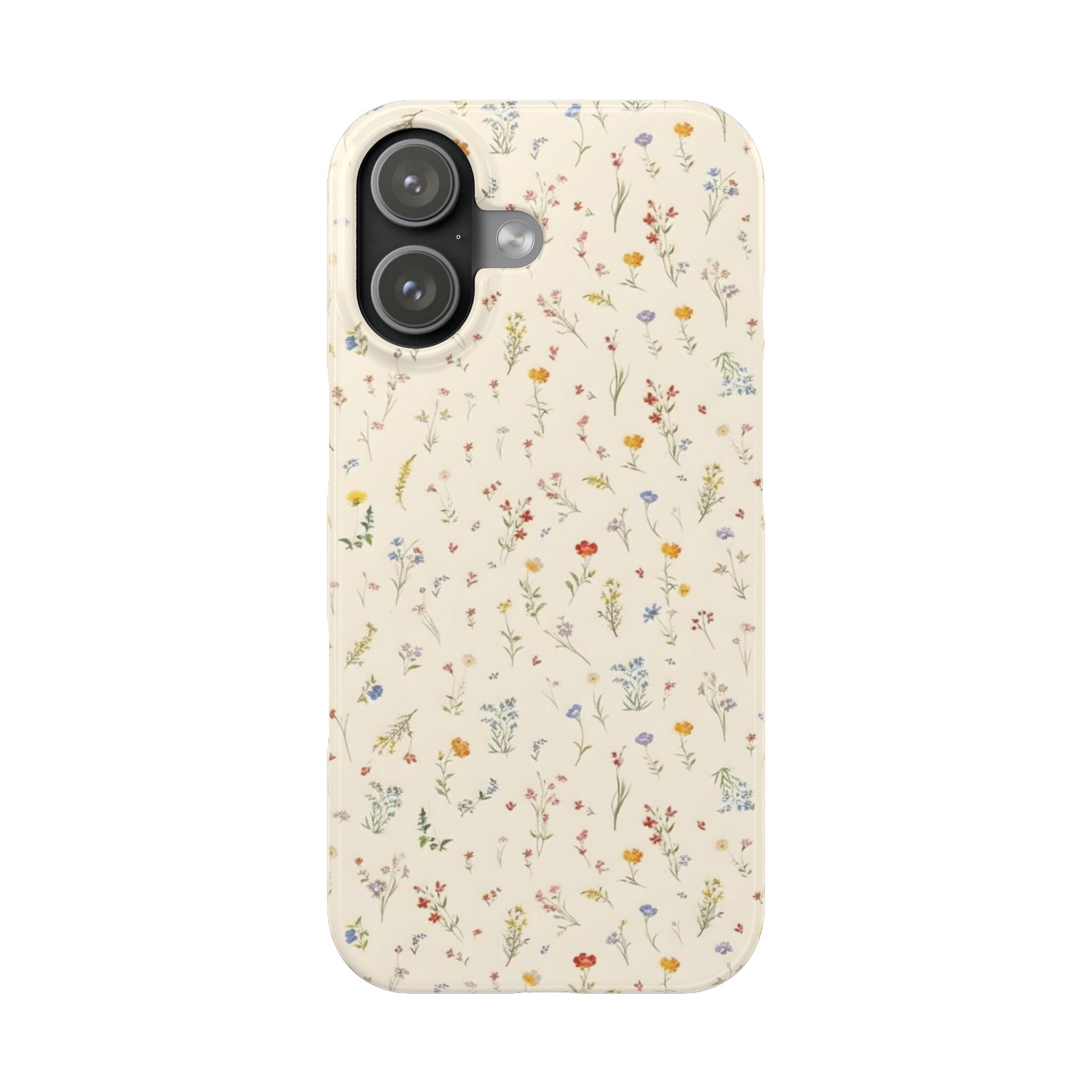 Slim Phone Case — Delicate Wildflower Pattern on Cream