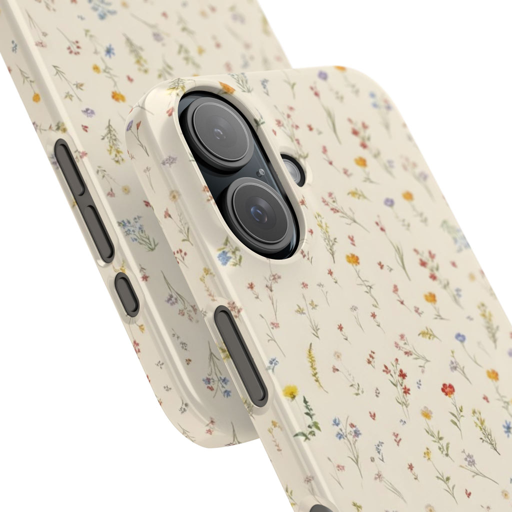 Slim Phone Case — Delicate Wildflower Pattern on Cream