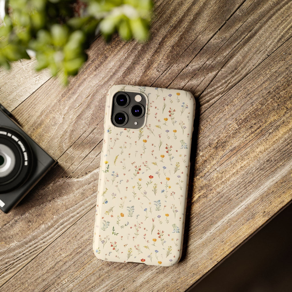 Slim Phone Case — Delicate Wildflower Pattern on Cream