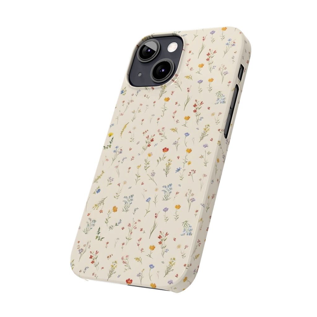 Slim Phone Case — Delicate Wildflower Pattern on Cream
