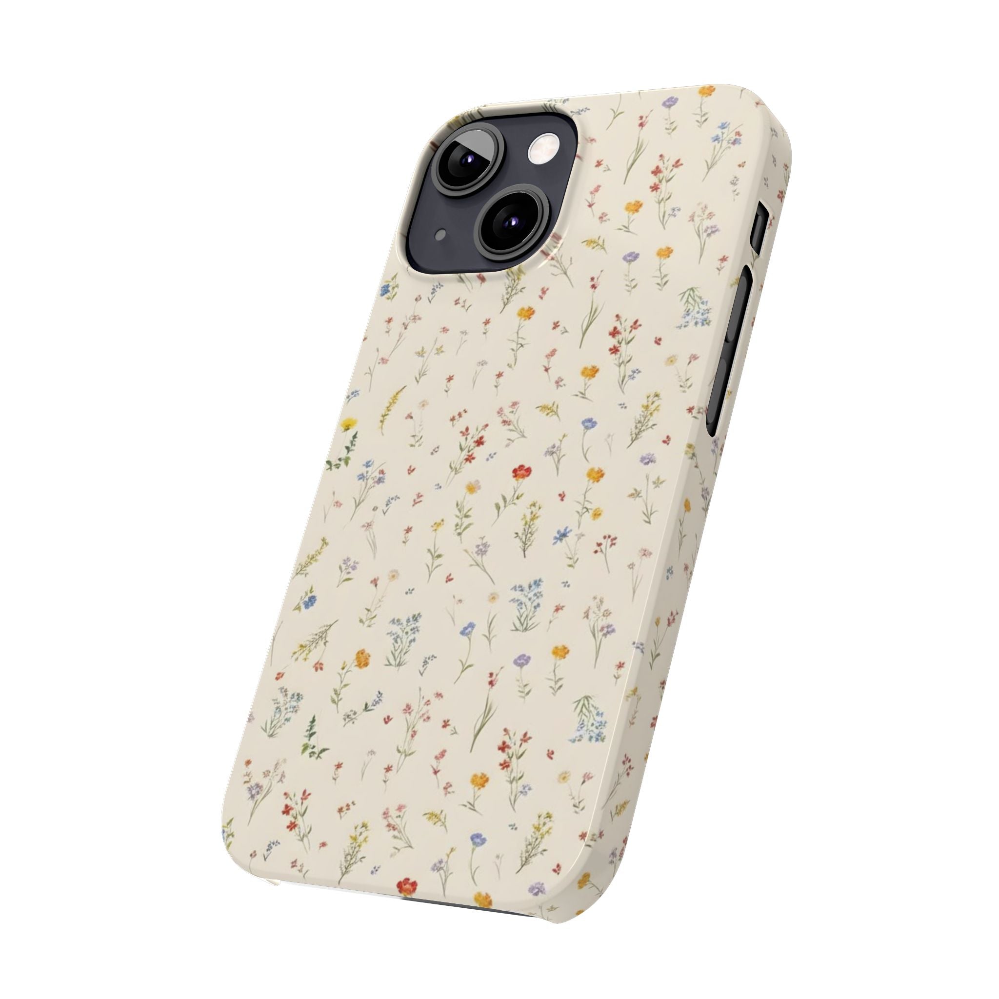 Slim Phone Case — Delicate Wildflower Pattern on Cream