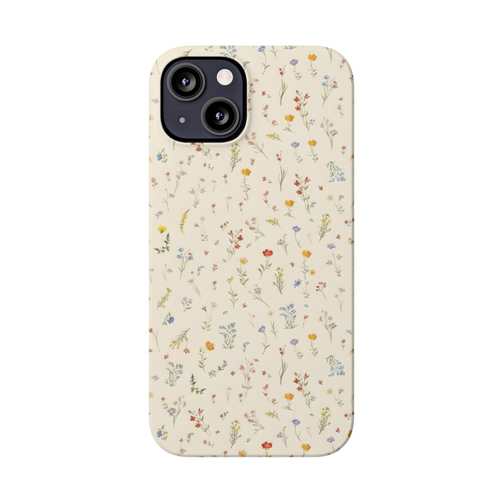 Slim Phone Case — Delicate Wildflower Pattern on Cream