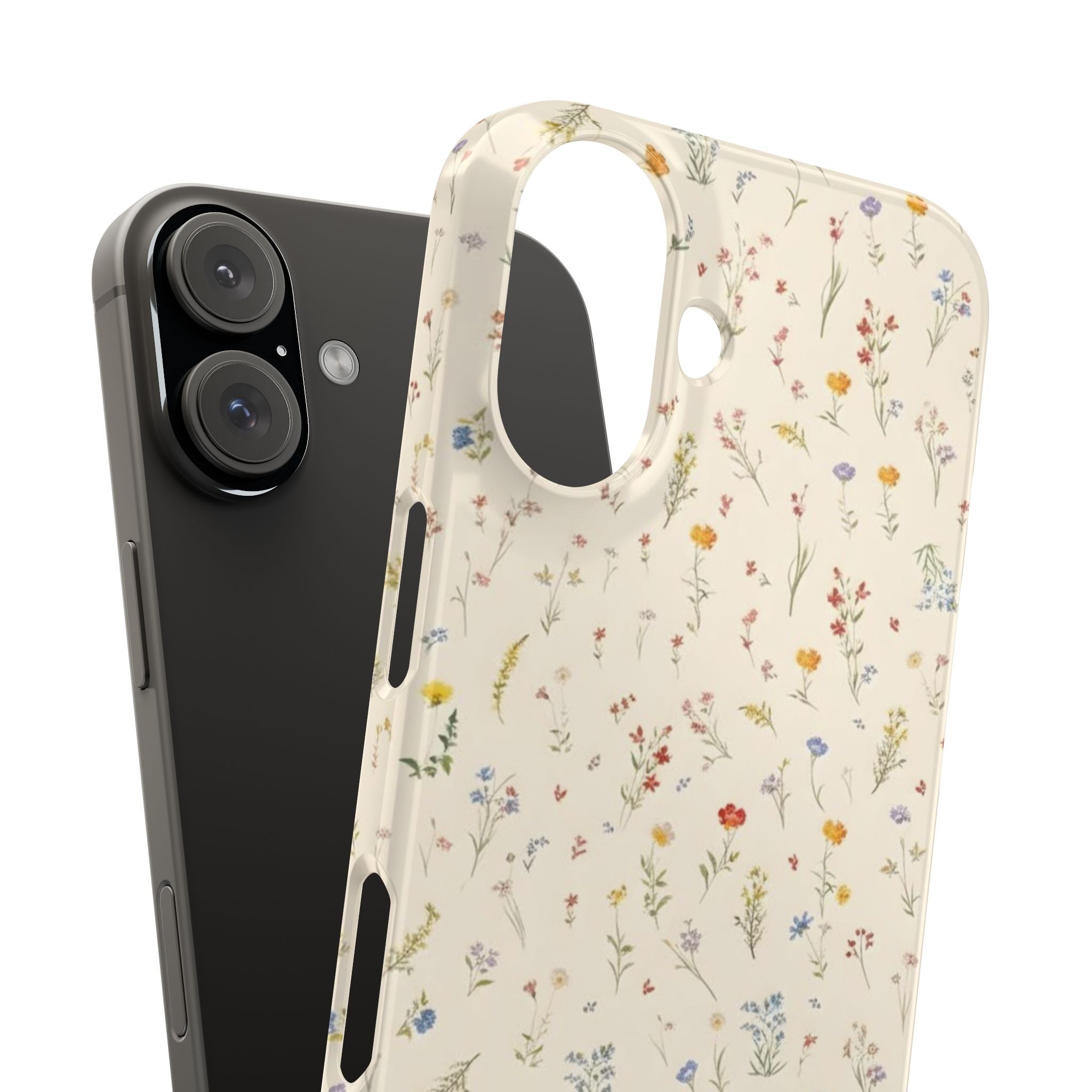 Slim Phone Case — Delicate Wildflower Pattern on Cream