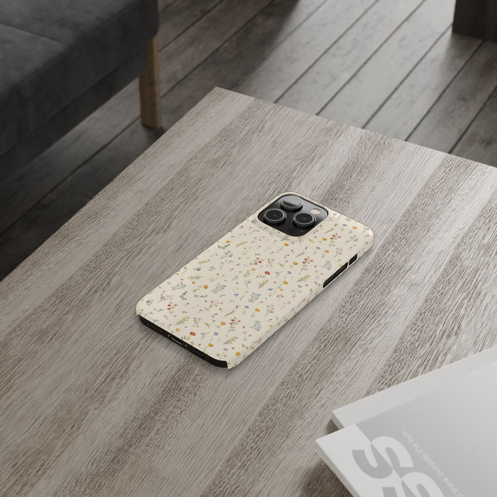 Slim Phone Case — Delicate Wildflower Pattern on Cream