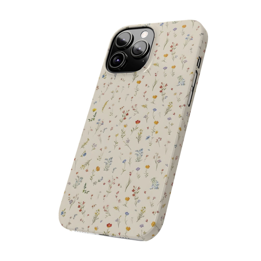 Slim Phone Case — Delicate Wildflower Pattern on Cream