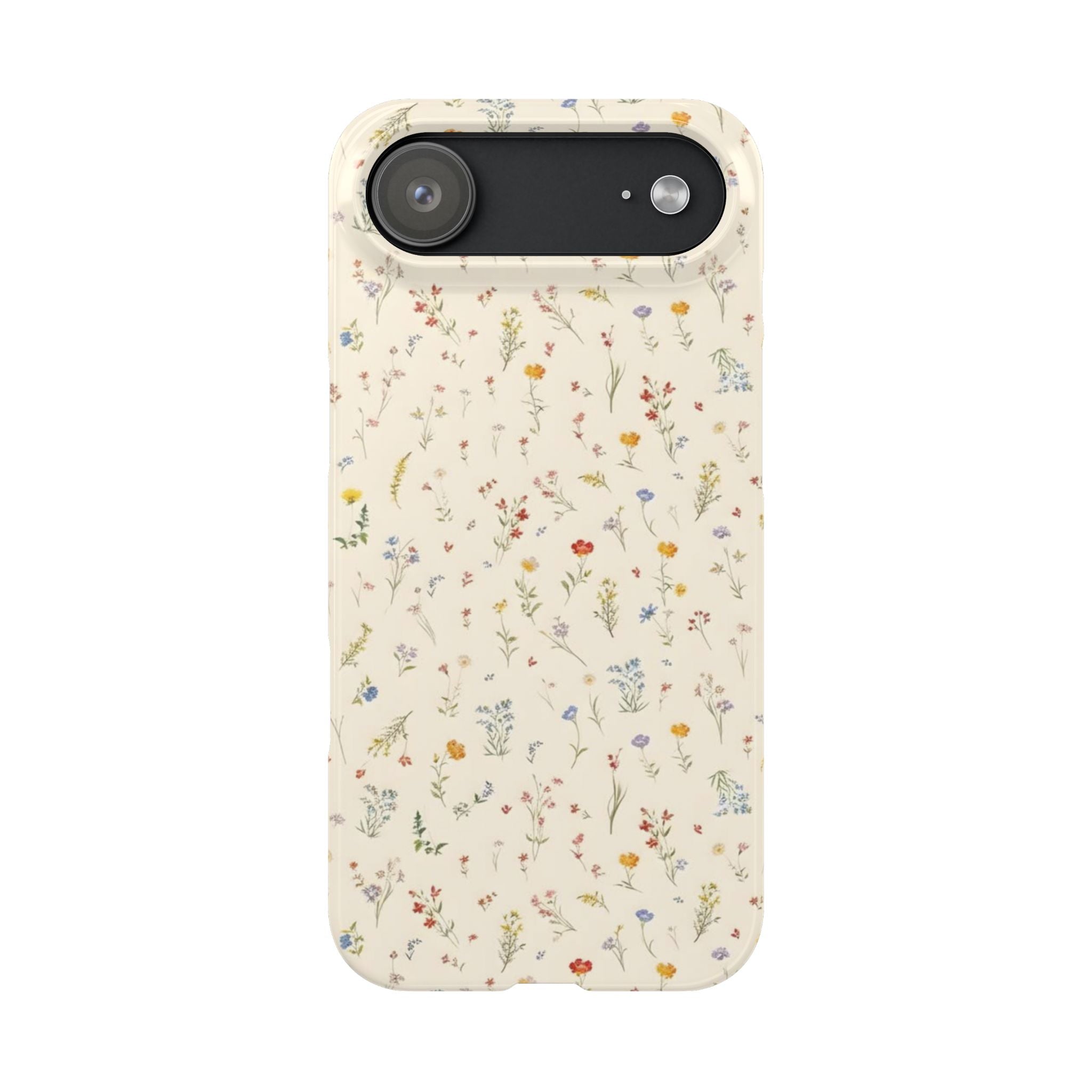 Slim Phone Case — Delicate Wildflower Pattern on Cream
