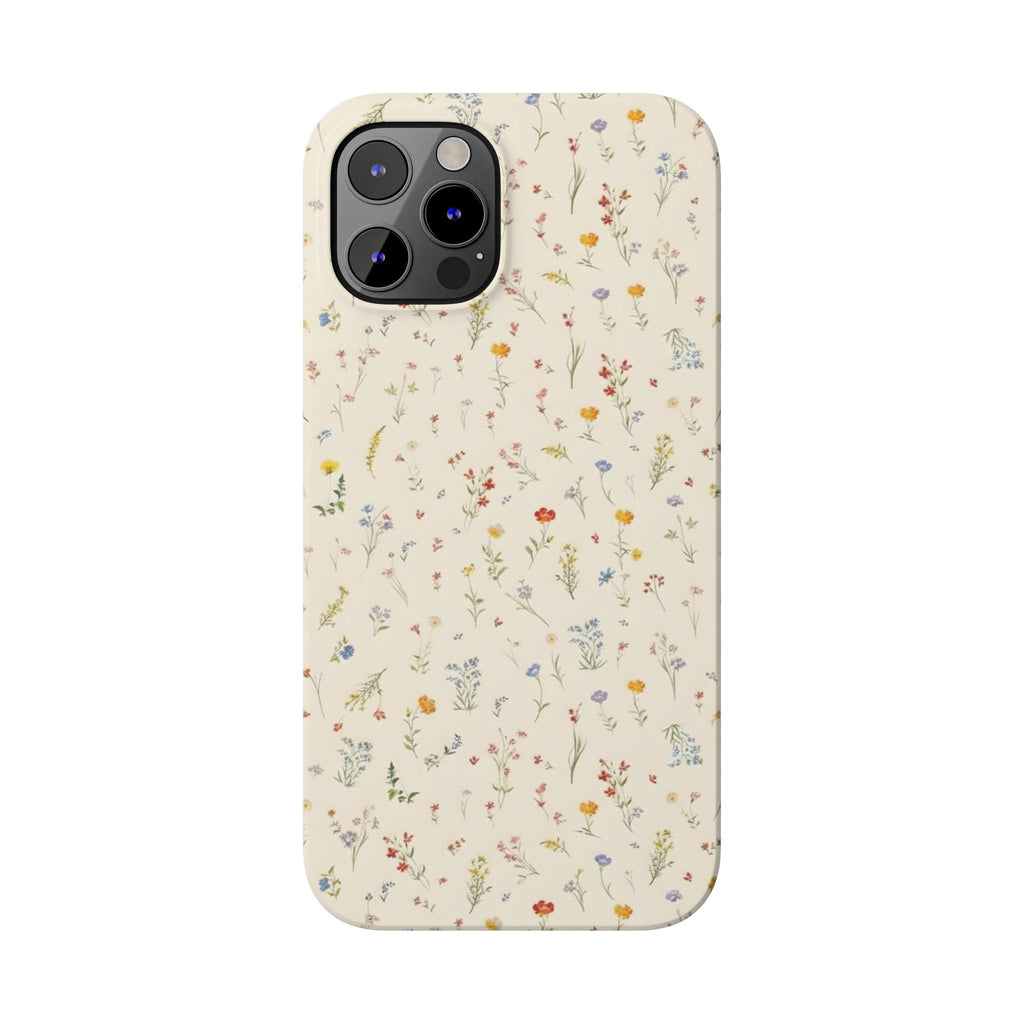 Slim Phone Case — Delicate Wildflower Pattern on Cream