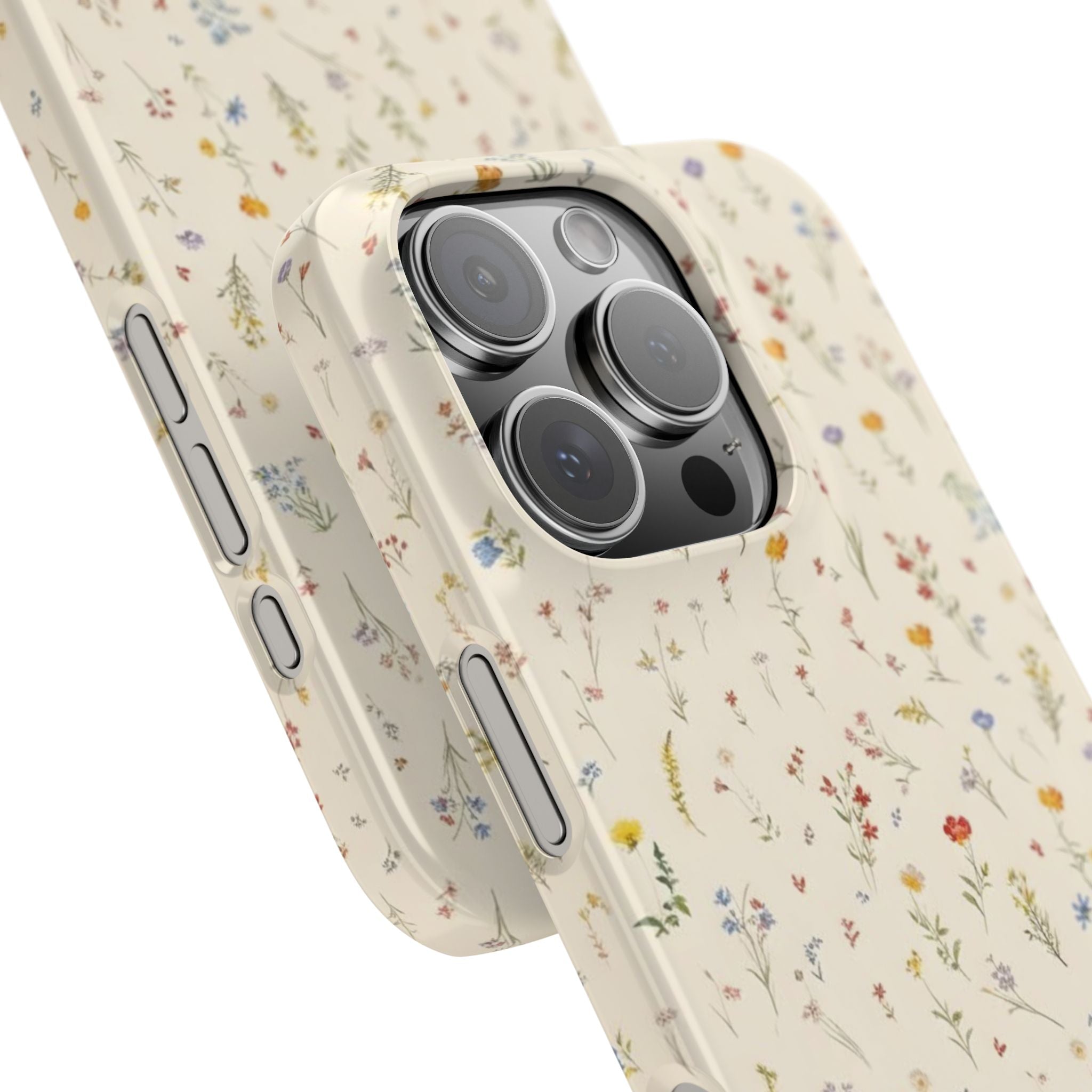 Slim Phone Case — Delicate Wildflower Pattern on Cream