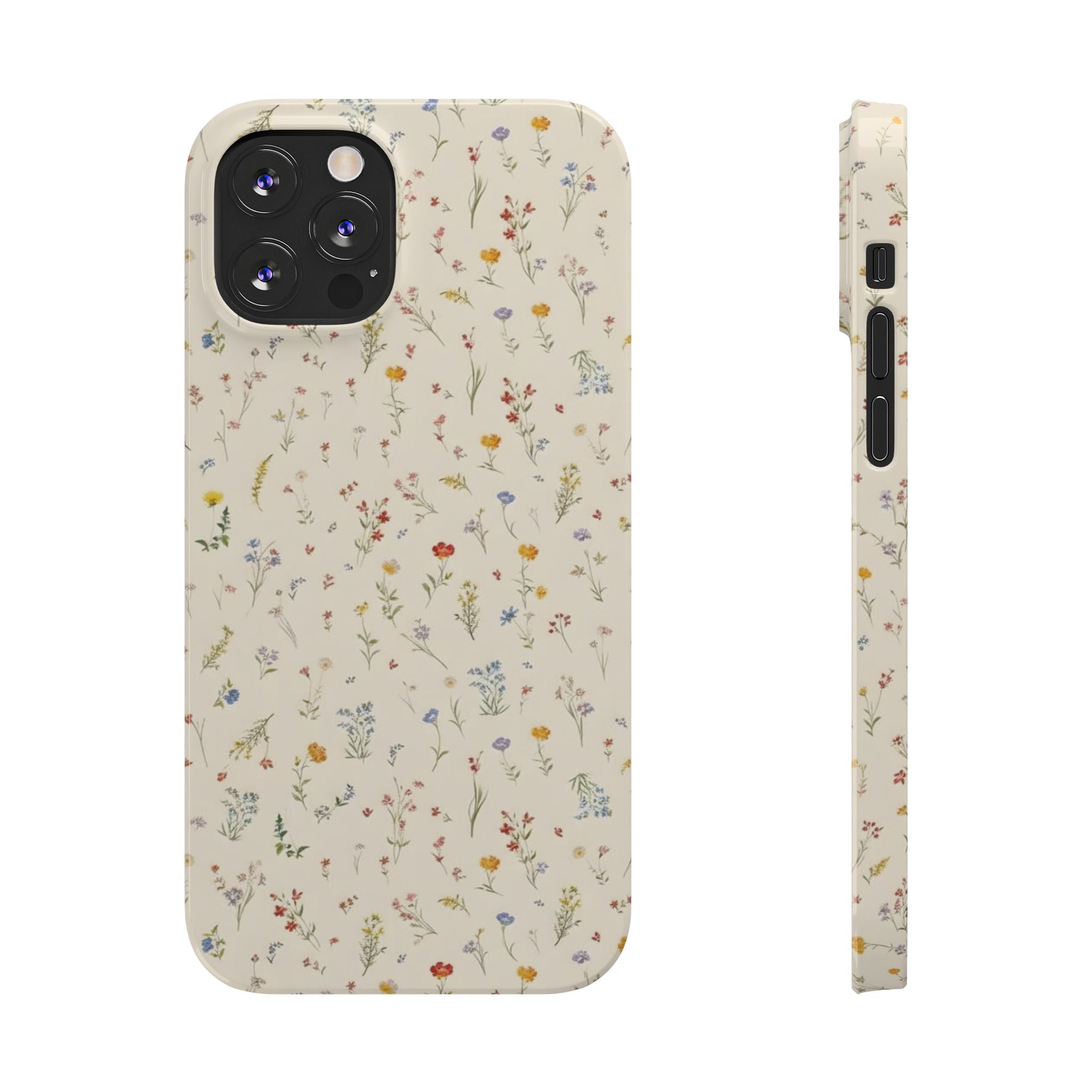 Slim Phone Case — Delicate Wildflower Pattern on Cream