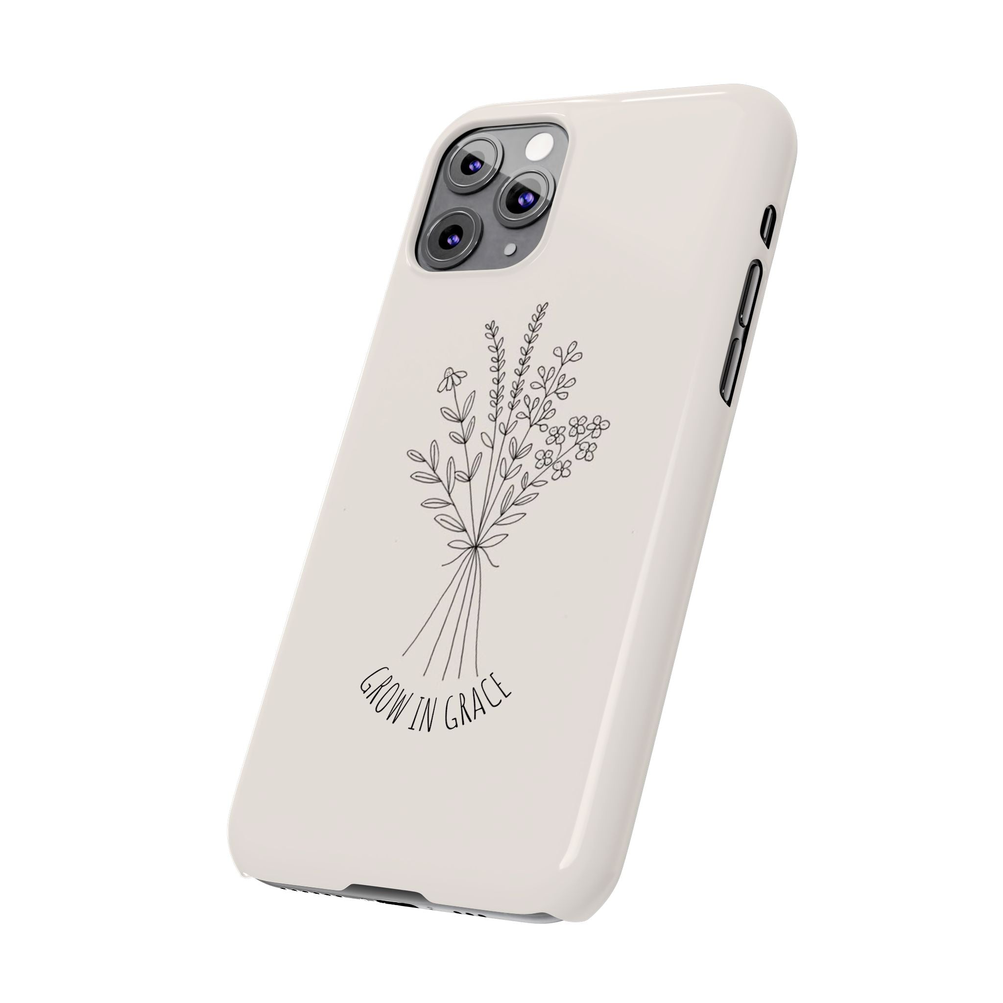 Slim Phone Case — 'Grow in Grace' Minimal Floral Bouquet