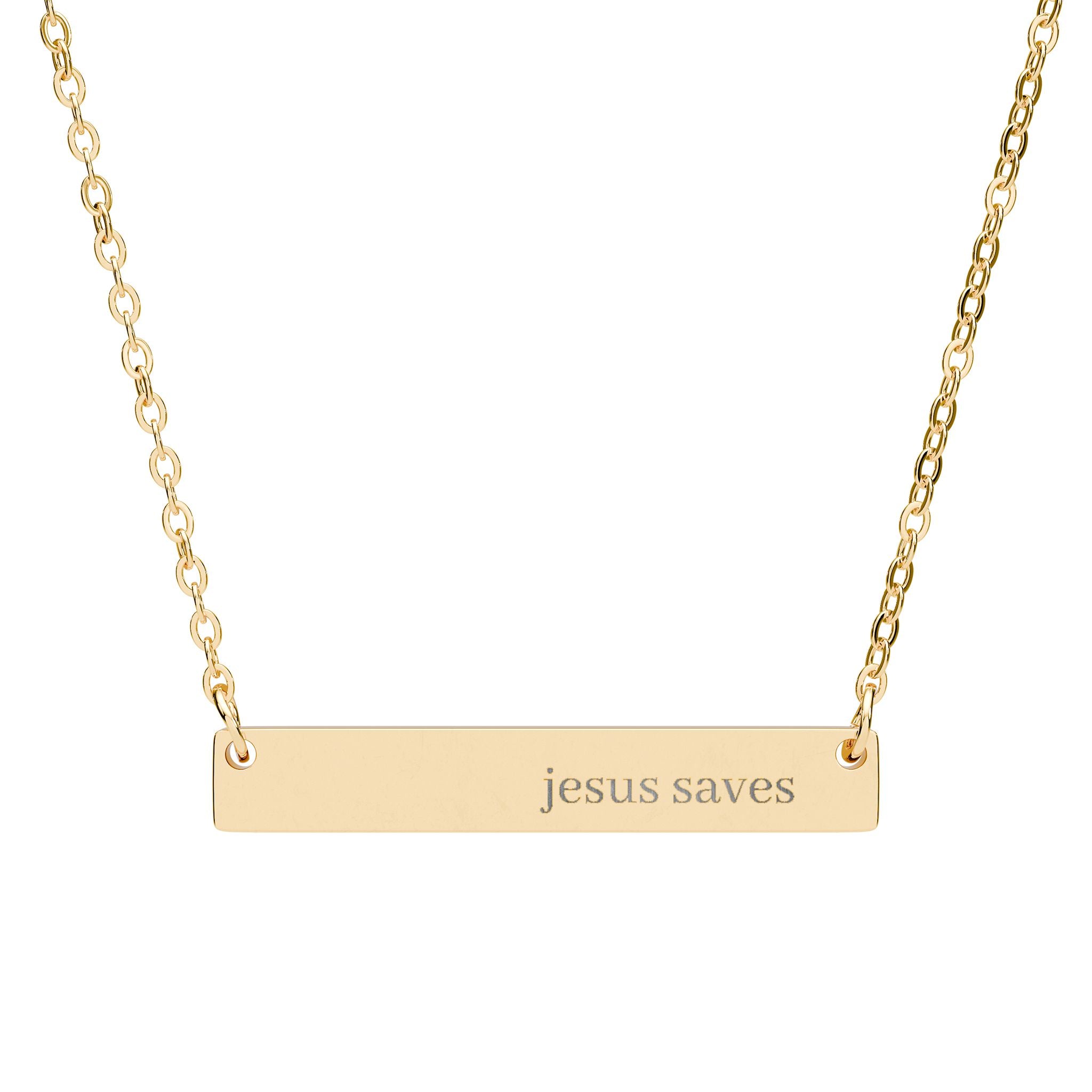Engraved Horizontal Bar Necklace — Personalized Nameplate Pendant