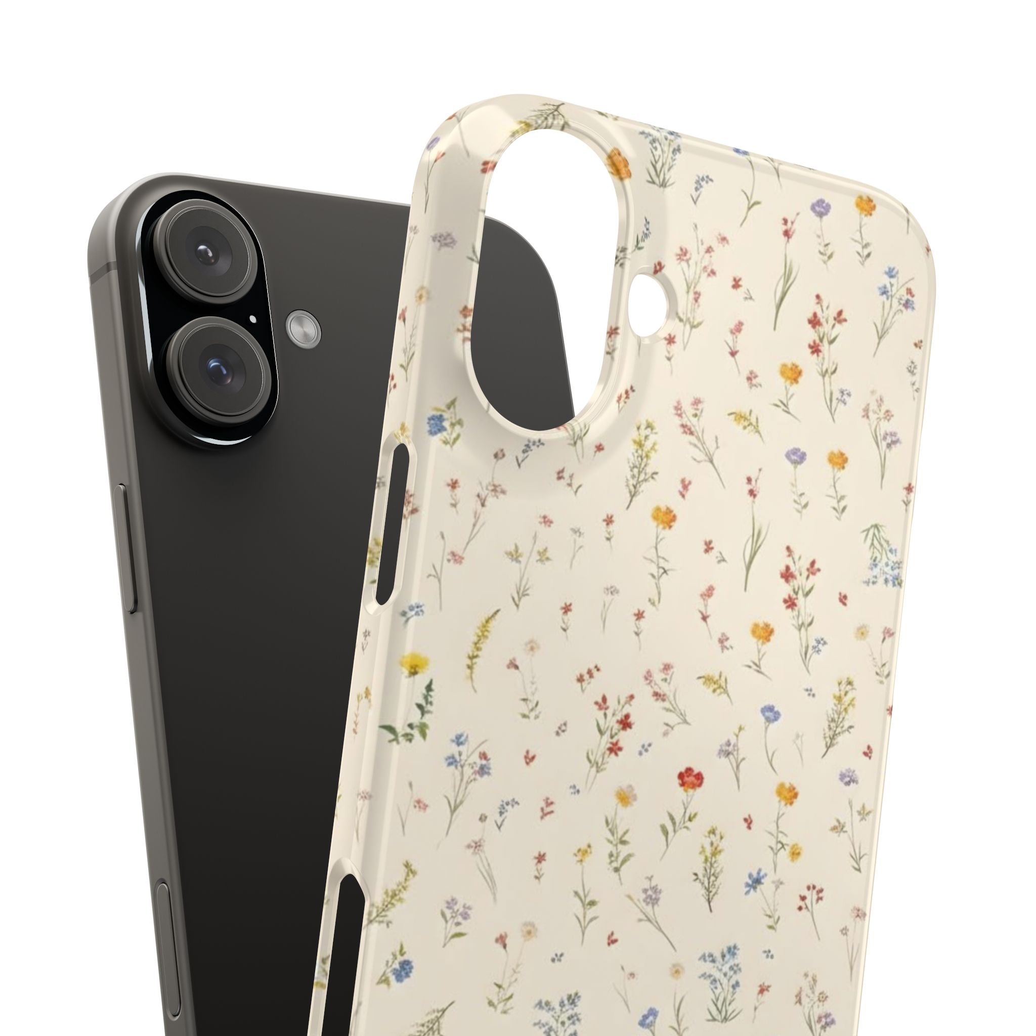 Slim Phone Case — Delicate Wildflower Pattern on Cream