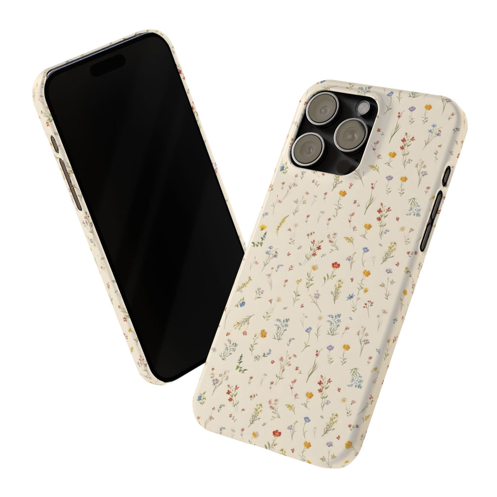 Slim Phone Case — Delicate Wildflower Pattern on Cream