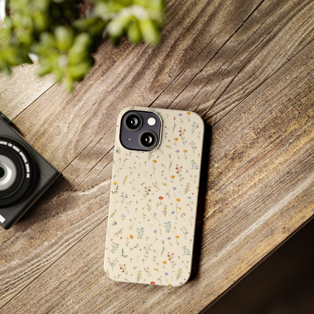 Slim Phone Case — Delicate Wildflower Pattern on Cream