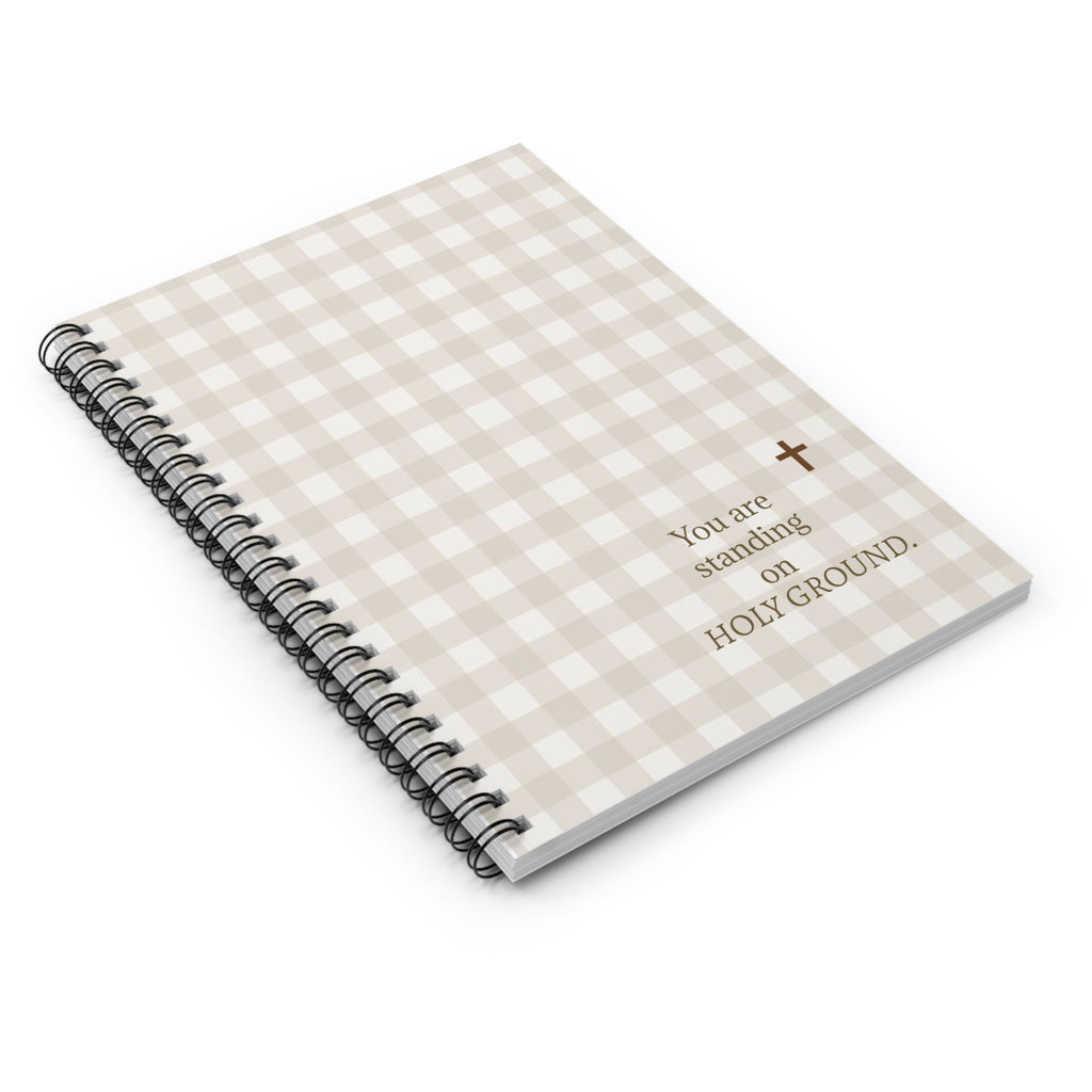 Holy Ground Plaid Spiral Notebook — Inspirational Christian Ruled Journal