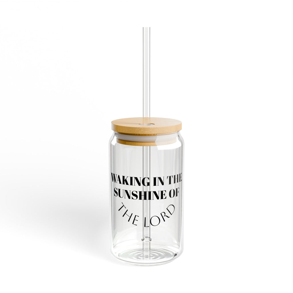 Waking in the Sunshine of the Lord 16oz Glass Sipper with Bamboo Lid