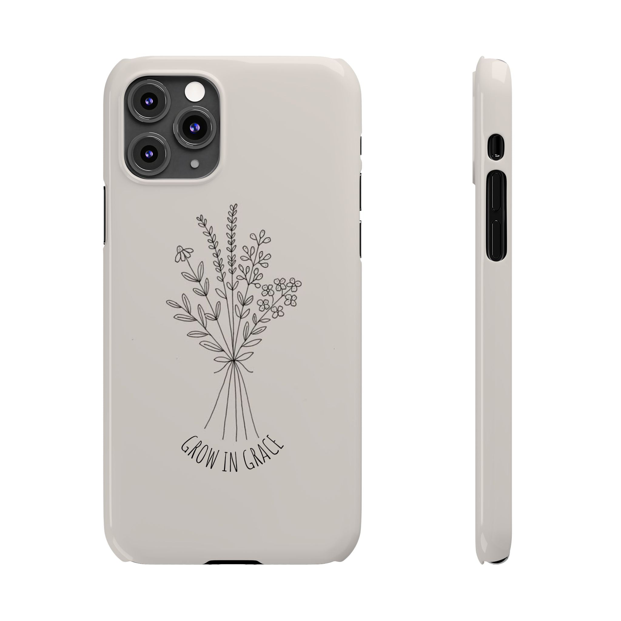 Slim Phone Case — 'Grow in Grace' Minimal Floral Bouquet