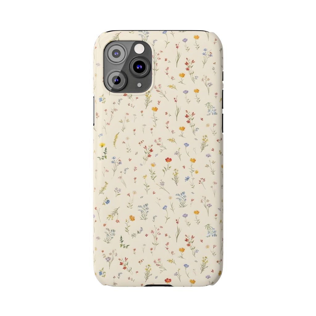 Slim Phone Case — Delicate Wildflower Pattern on Cream
