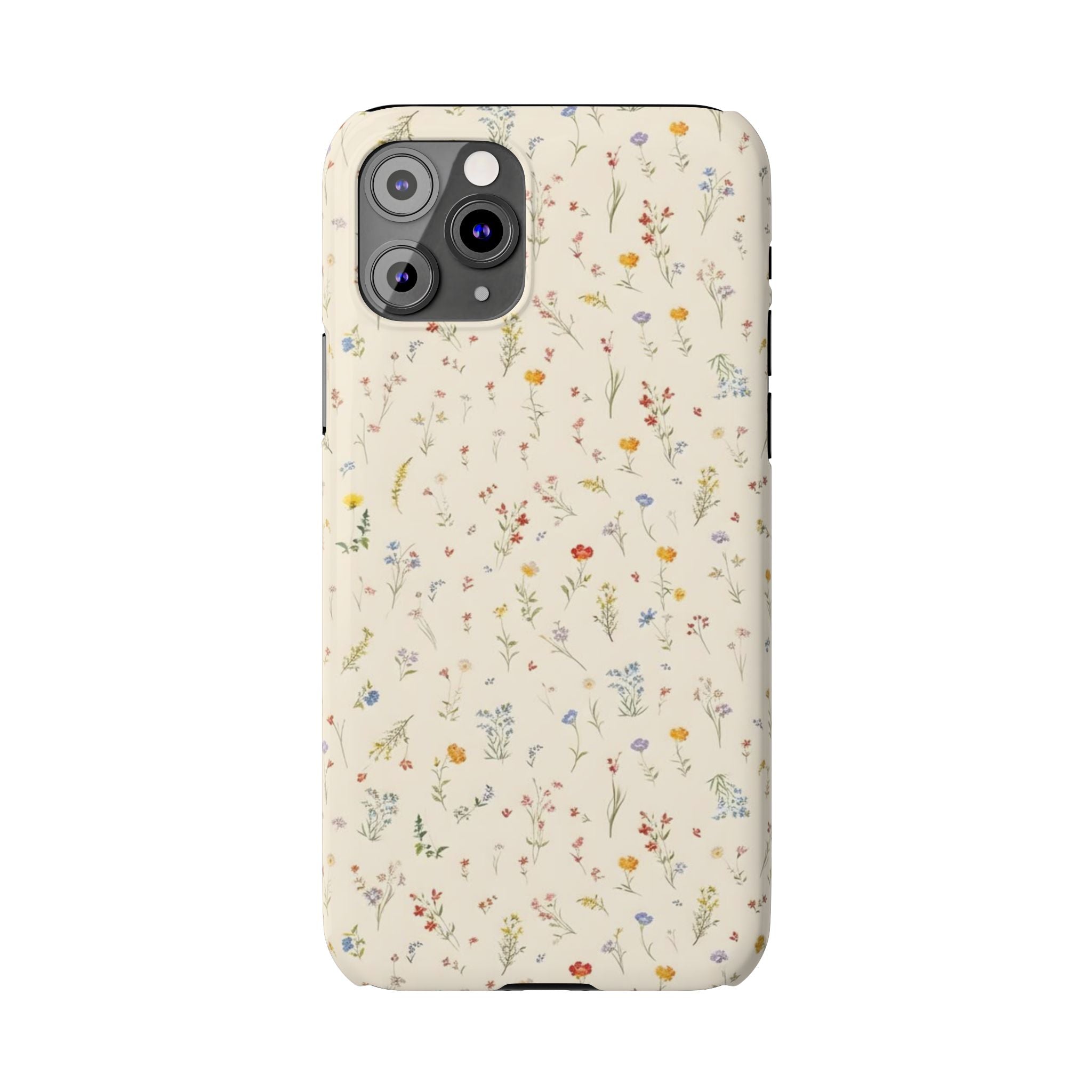 Slim Phone Case — Delicate Wildflower Pattern on Cream