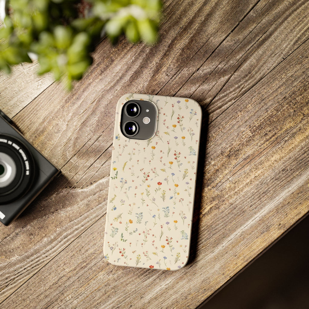 Slim Phone Case — Delicate Wildflower Pattern on Cream