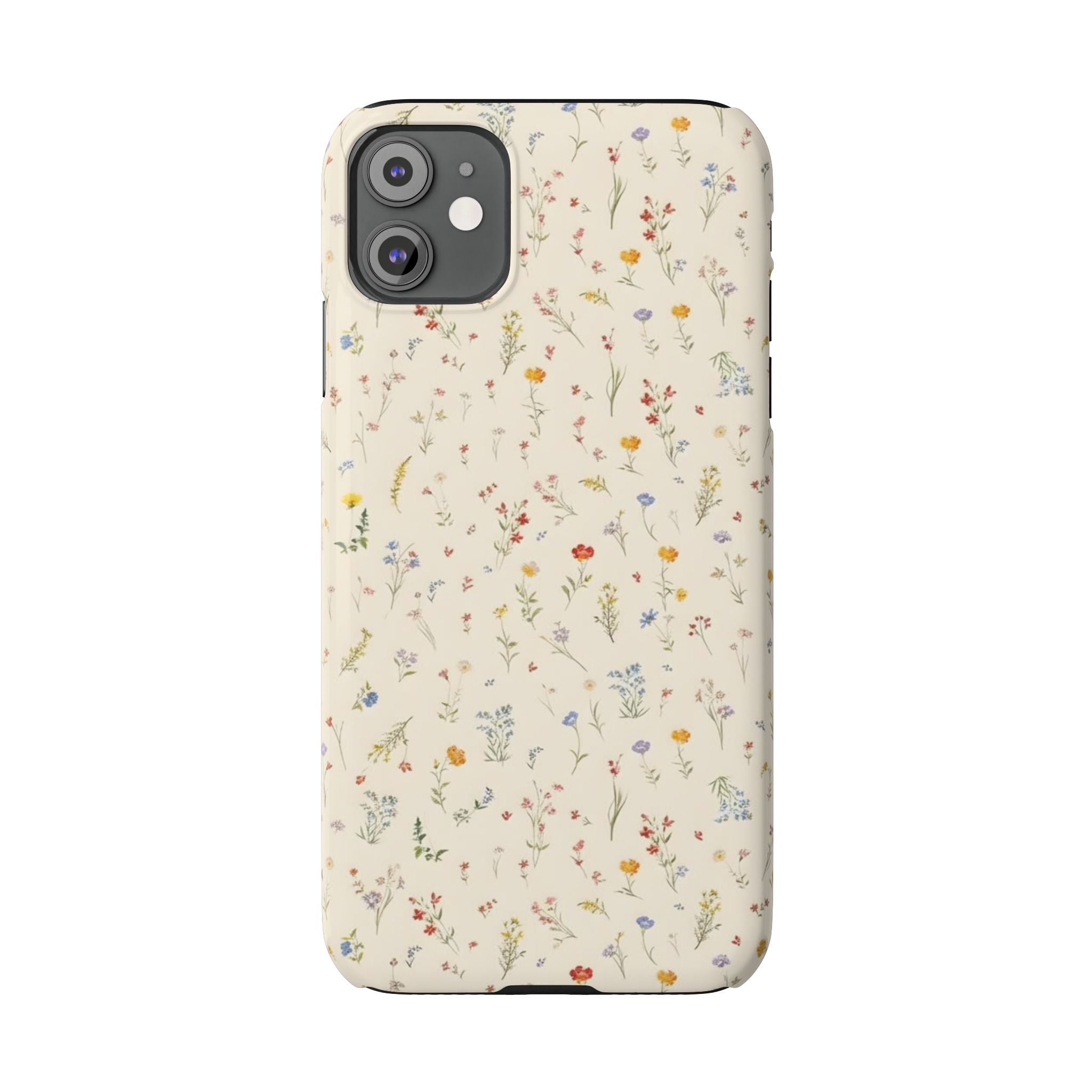 Slim Phone Case — Delicate Wildflower Pattern on Cream