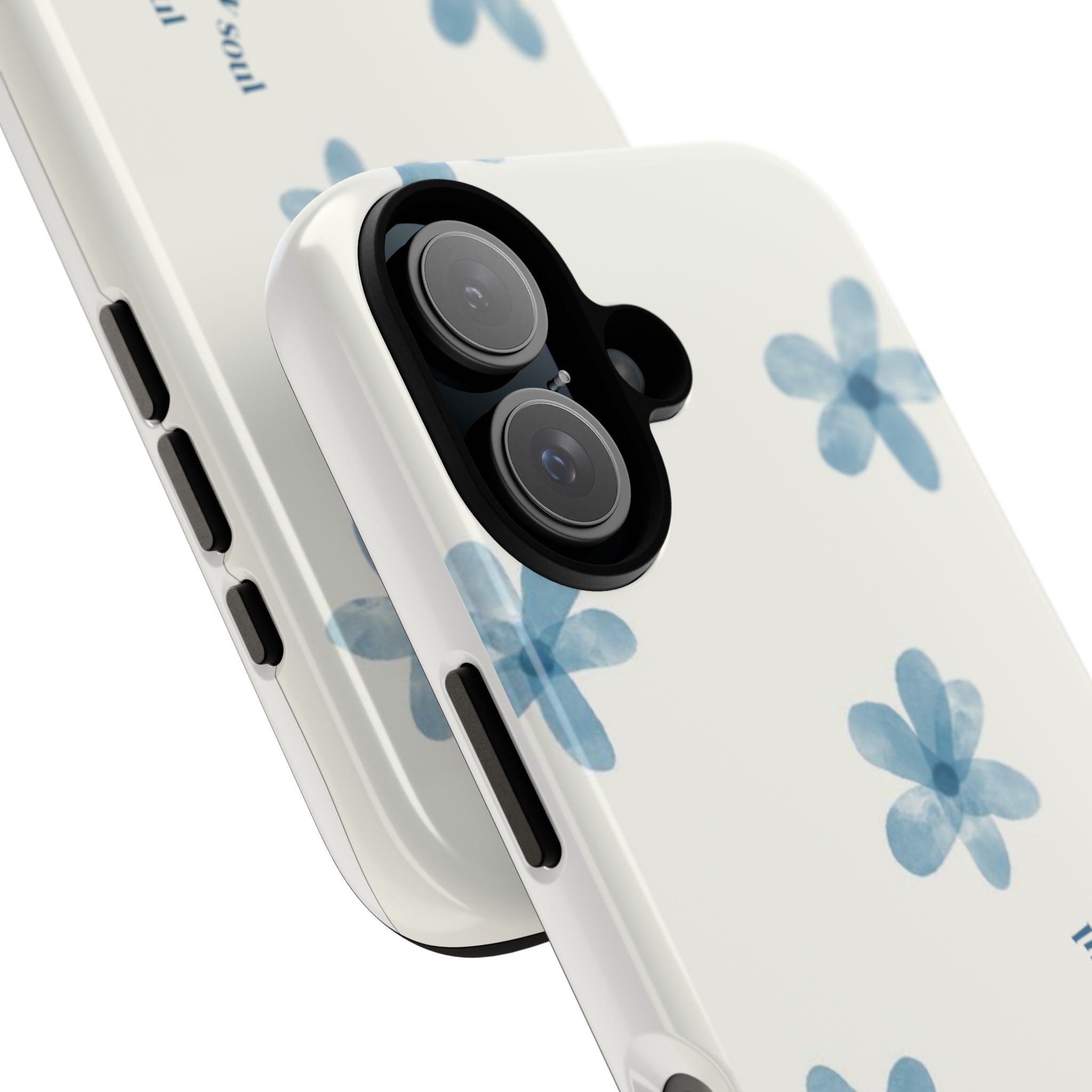 Floral Serenity Phone Case — Blue Watercolor Flowers with "be well with my soul"