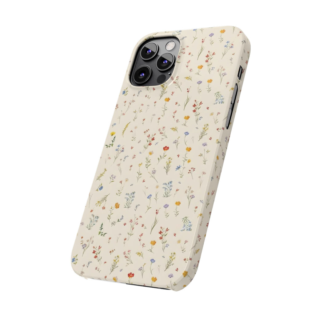 Slim Phone Case — Delicate Wildflower Pattern on Cream