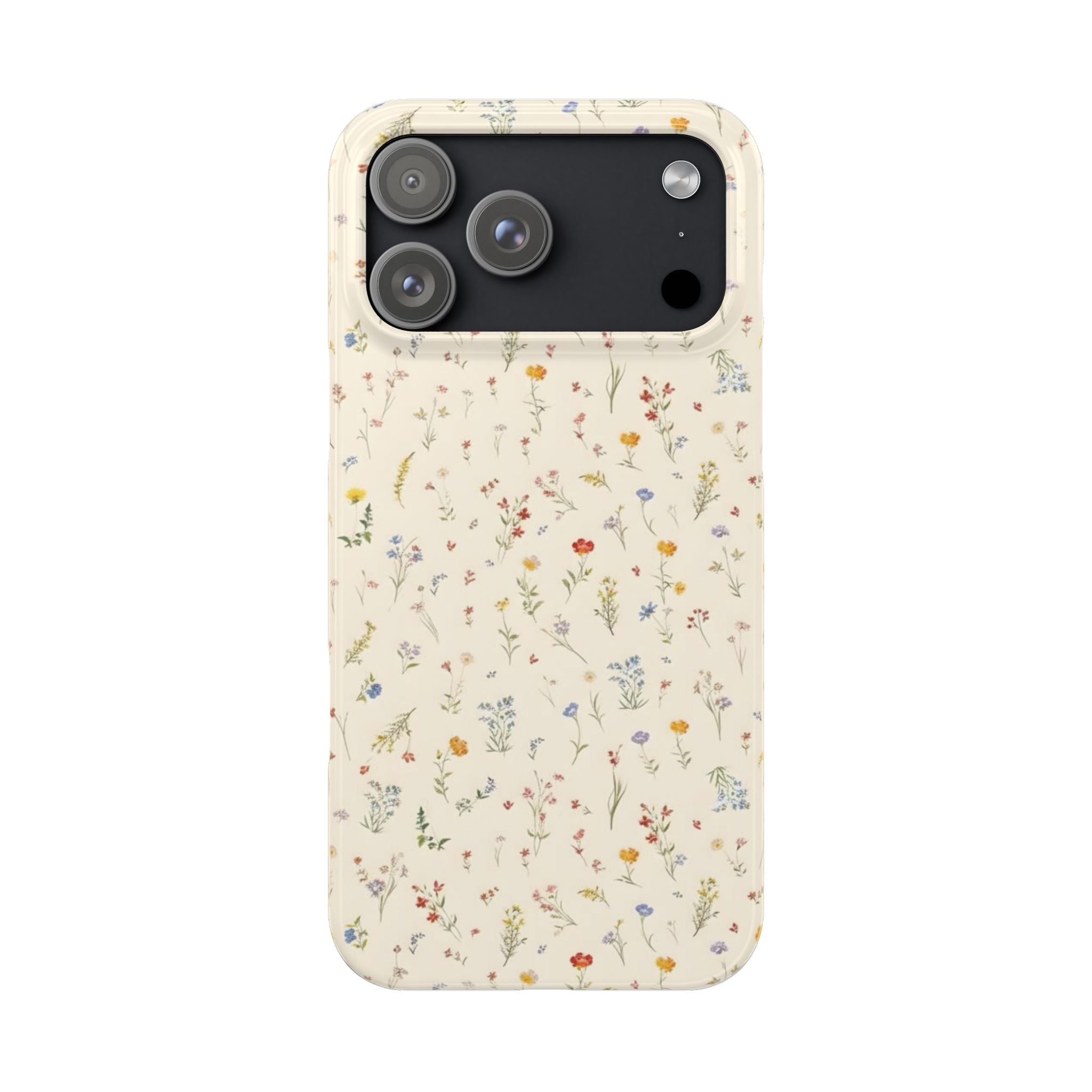 Slim Phone Case — Delicate Wildflower Pattern on Cream
