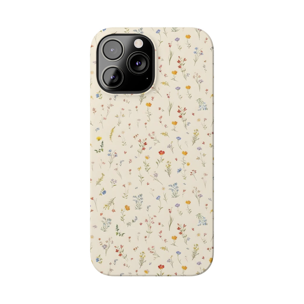 Slim Phone Case — Delicate Wildflower Pattern on Cream