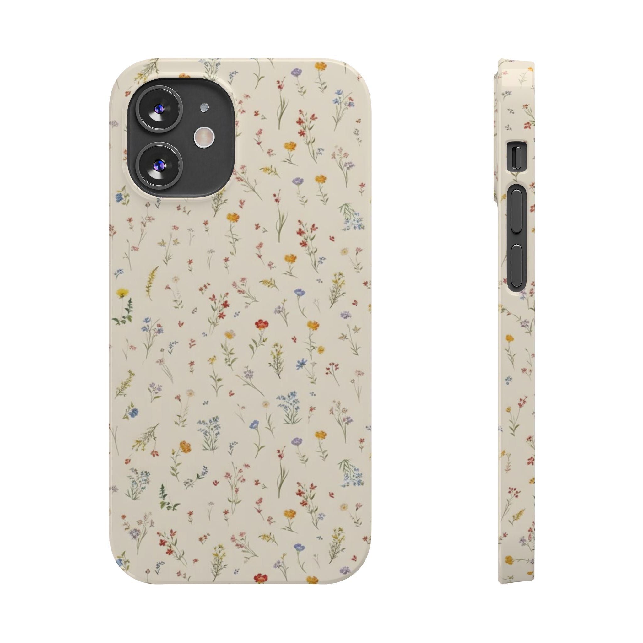 Slim Phone Case — Delicate Wildflower Pattern on Cream