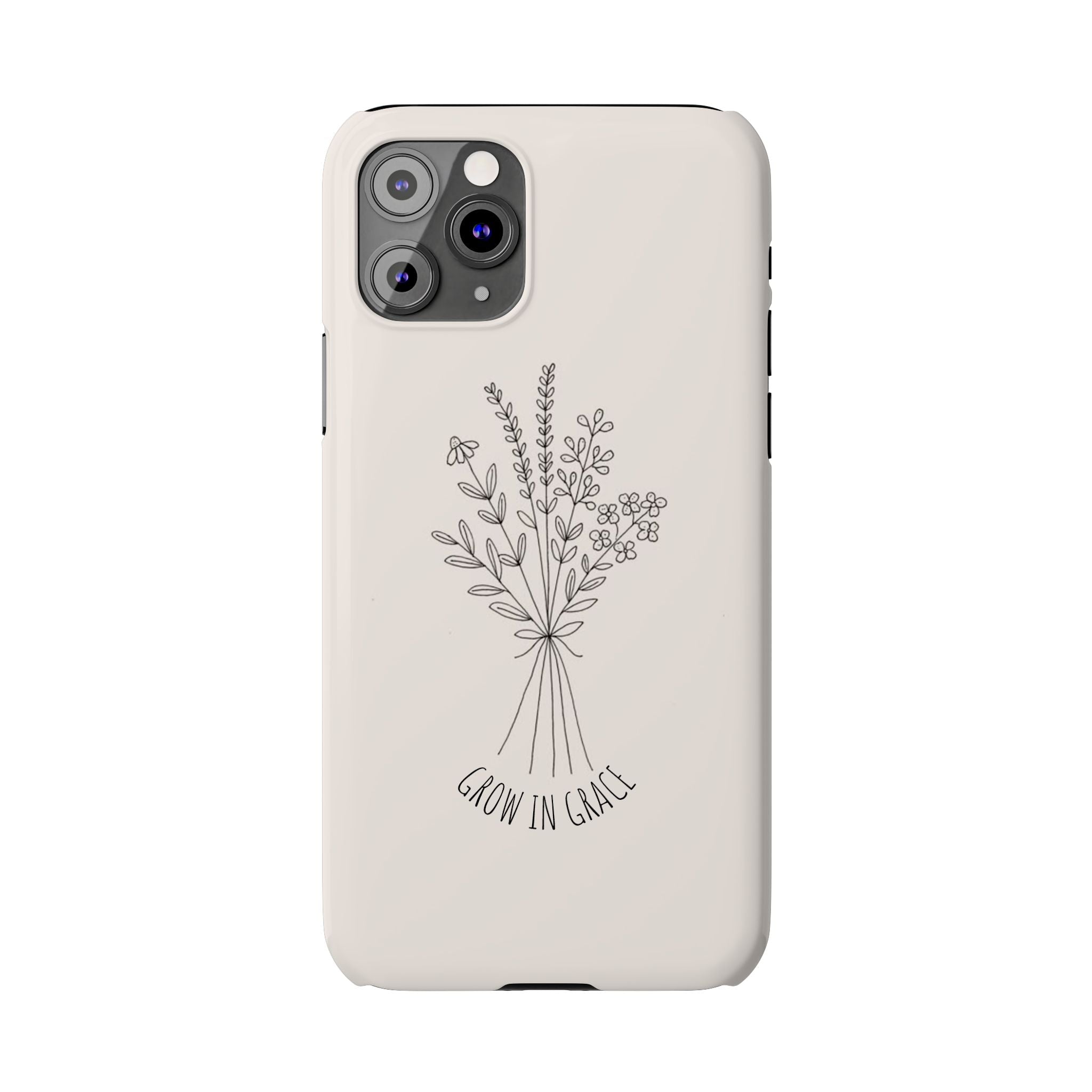 Slim Phone Case — 'Grow in Grace' Minimal Floral Bouquet
